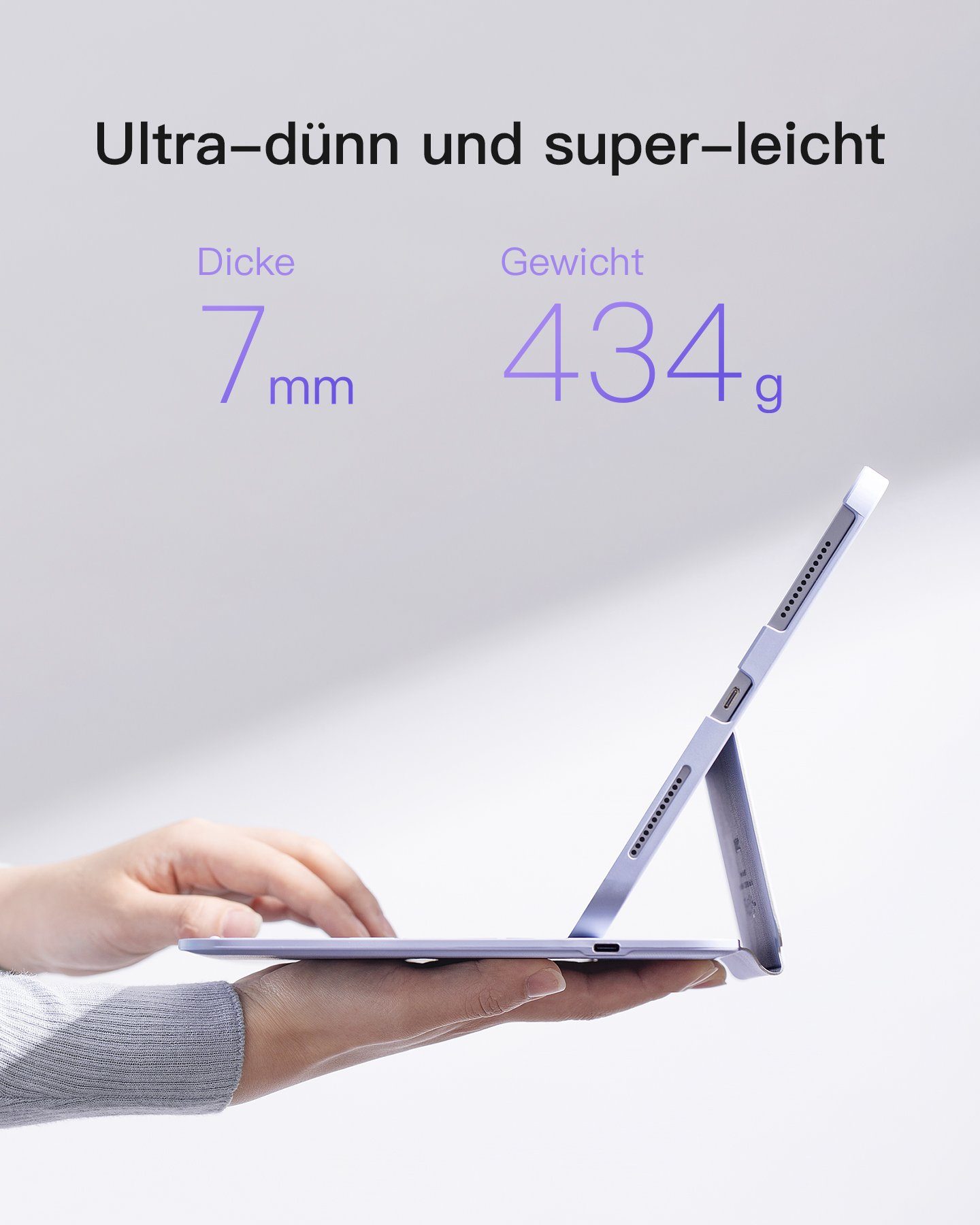 Inateck Ultraleichte Tastatur Hülle für 10,9/11/12,9/13 Zoll iPad Air Pro iPad-Tastatur (Hoch-/Querformat Verwenden, mit Stifthalter)