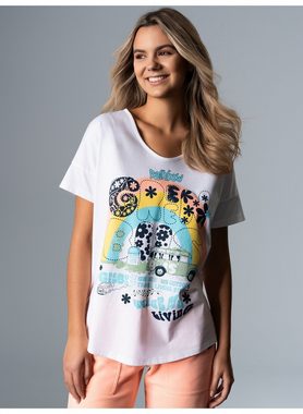 Trigema T-Shirt TRIGEMA Oversized T-Shirt mit buntem Hippie-Print (1-tlg)