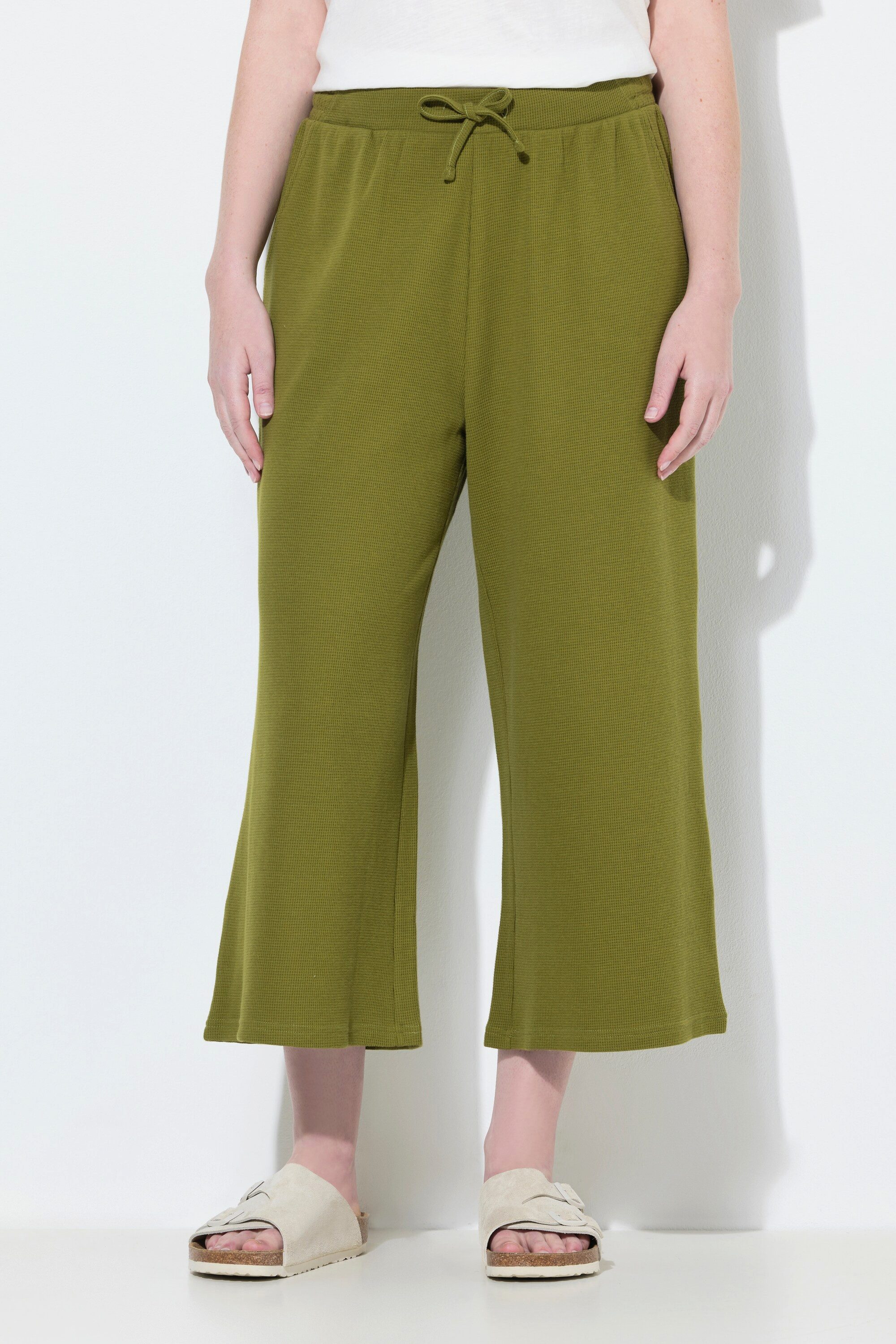 Ulla Popken Culotte Sweat-Culotte Waffelstruktur weites Bein