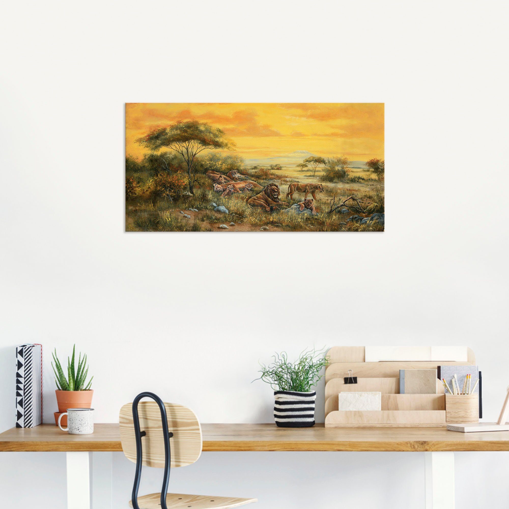 Bilder Wandbild als versch. in Alubild, Größen (1 St), Steppe, in Wandaufkleber Artland der oder Löwen Leinwandbild, von Afrika Poster