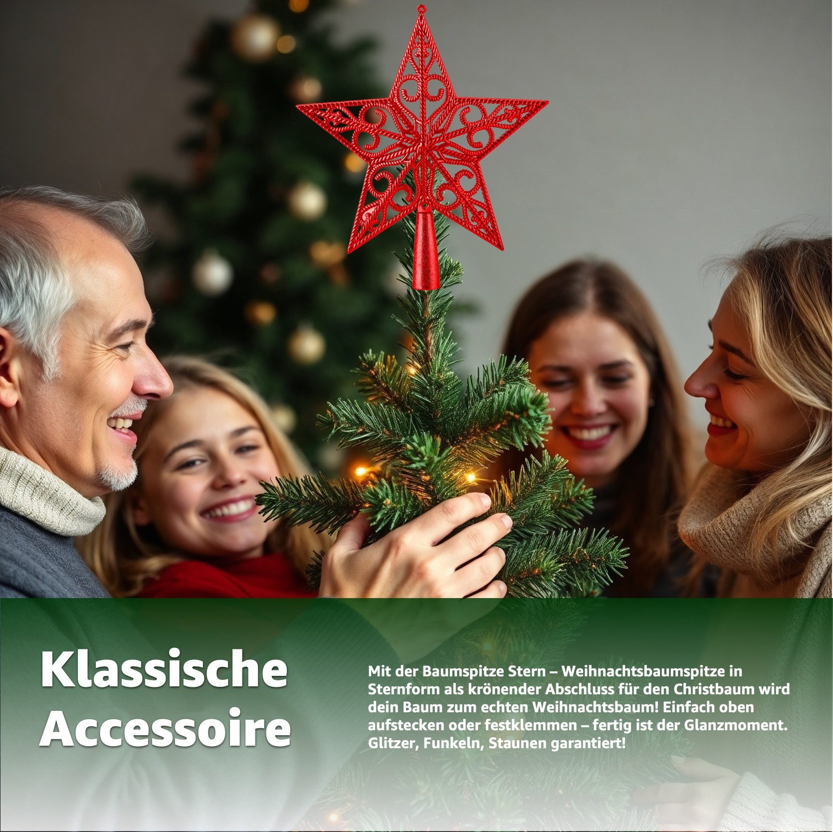 TK Gruppe Christbaumspitze Christbaumspitze zum Aufstecken in verschiedenen Formen und Farben, wiederverwendbar – Bild 3 von 5