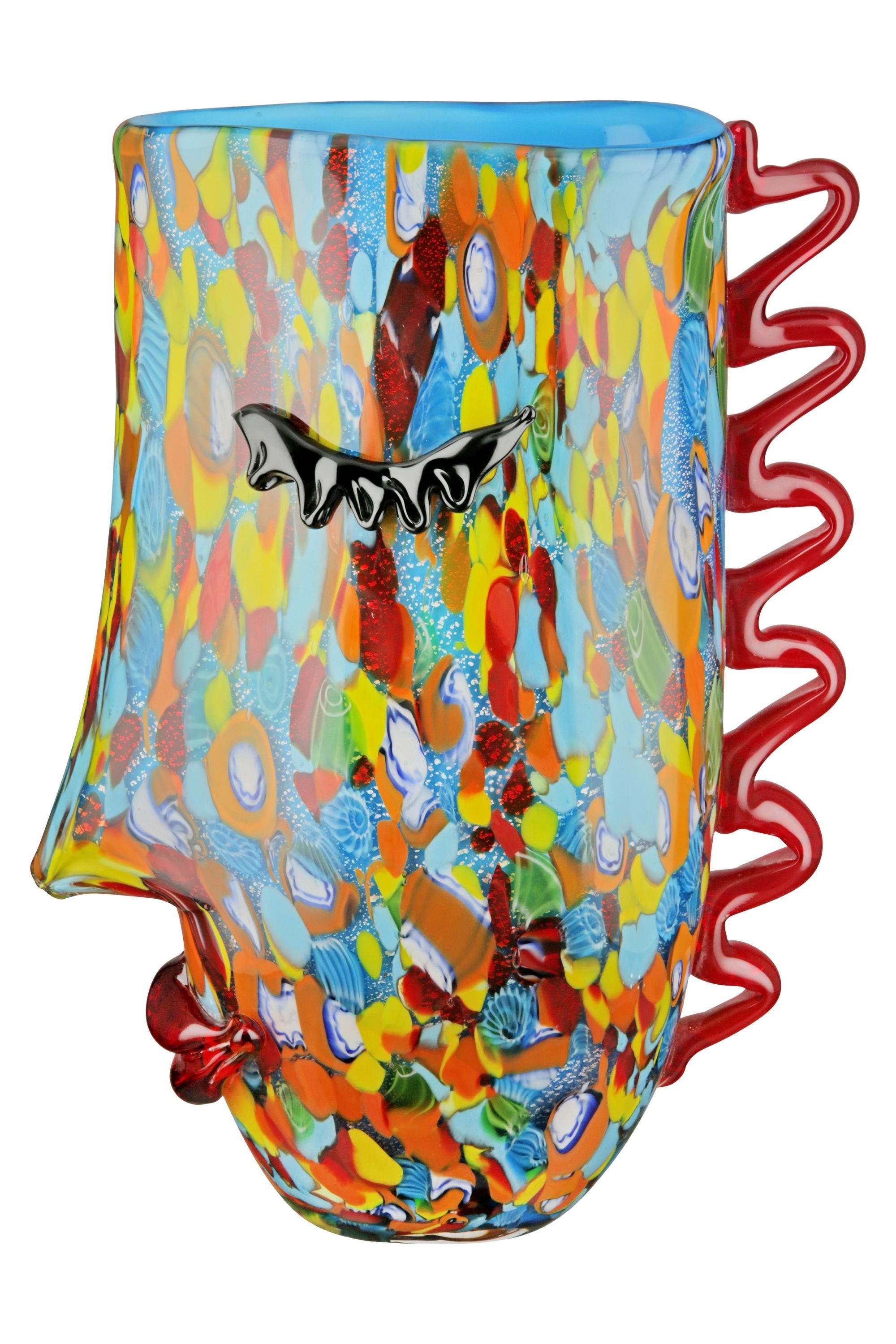 GILDE Dekovase FROOZEN Standdeko - mehrfarbig - Glas - H. 30cm x B. 20cm - Deko (1 Stück), Glasvase mit Gesichtsmotiv - Blumenvase für Tischdeko und Vasen-Deko