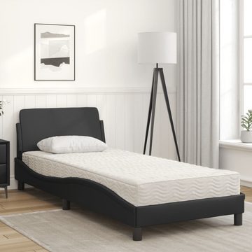 vidaXL Bett Bett mit Matratze Schwarz 90x190 cm Kunstleder