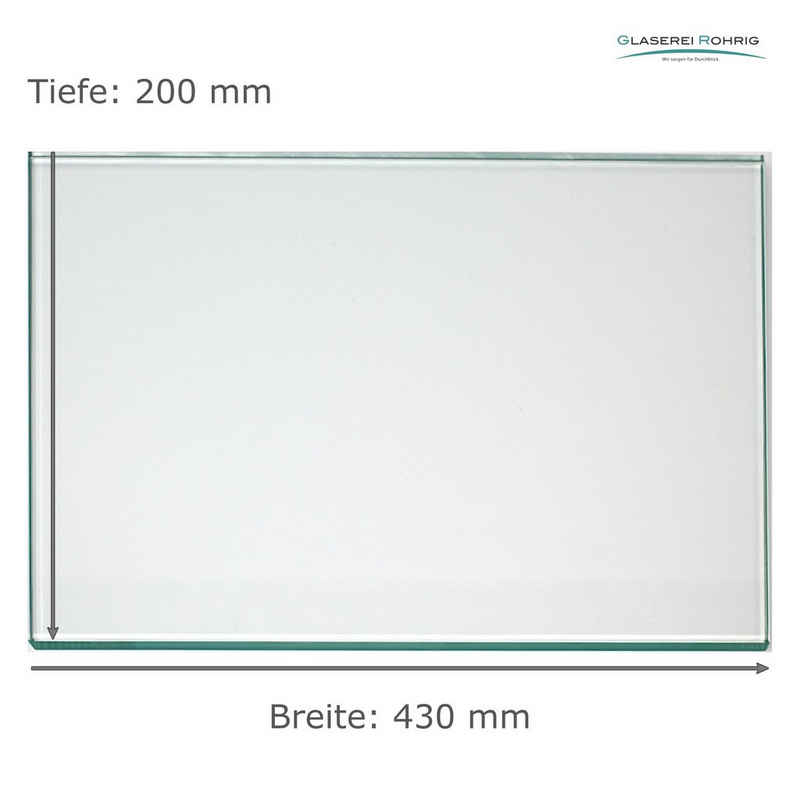 Glaserei Rohrig Einlegeboden Kühlschrank - Klarglas 4 mm (89,96 EUR/qm) - Viele Maße!!