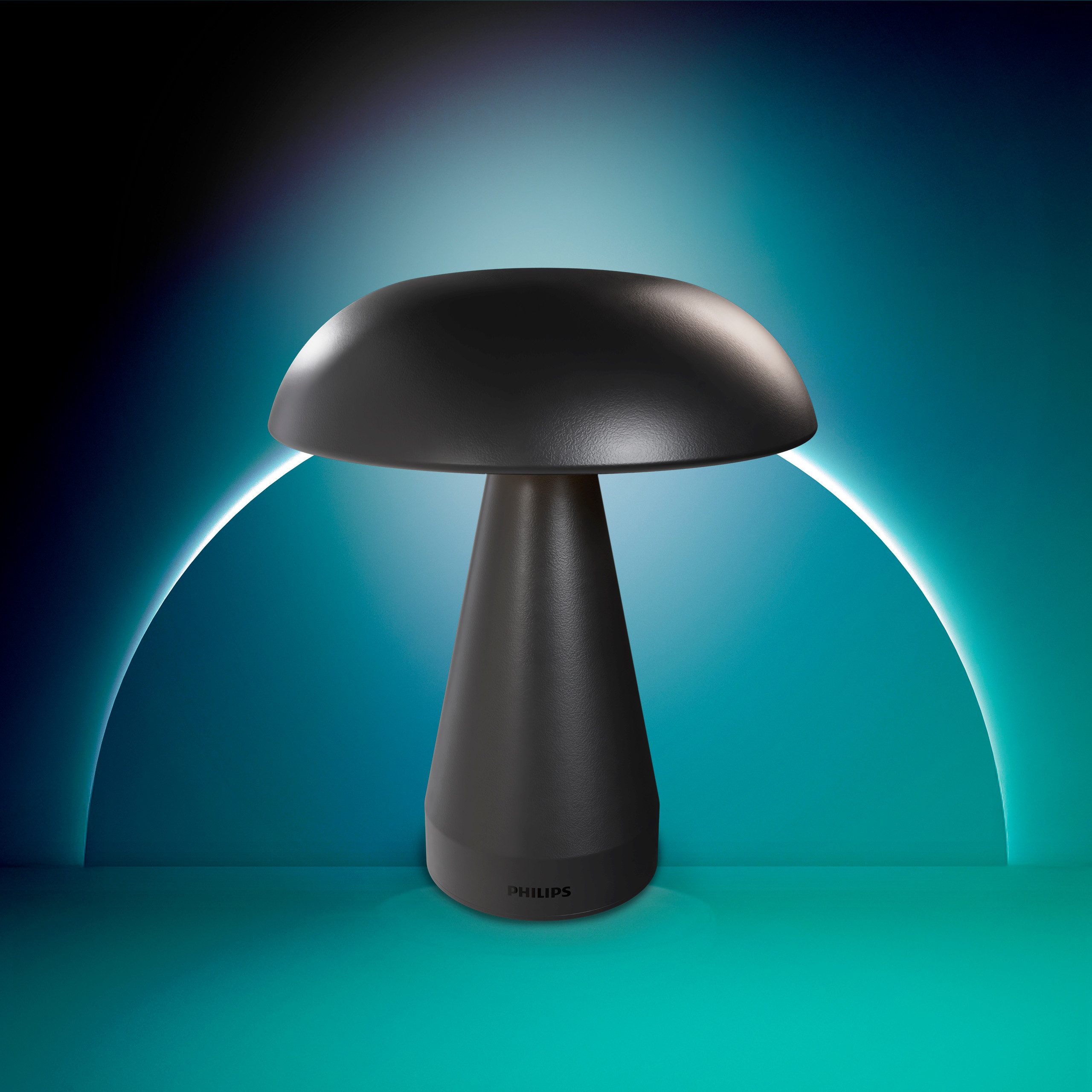 Philips LED Tischleuchte Mycena Pilzdesign, einstellbares Weißlicht, Touch-Dimmer, CCT - über Fernbedienung, Dimmer, Dimmfunktion, USB-Anschluss mit Ladefunktion, mehrere Helligkeitsstufen, LED fest integriert, warmweiß - kaltweiß, 150 lm, Akku 1800 mAh