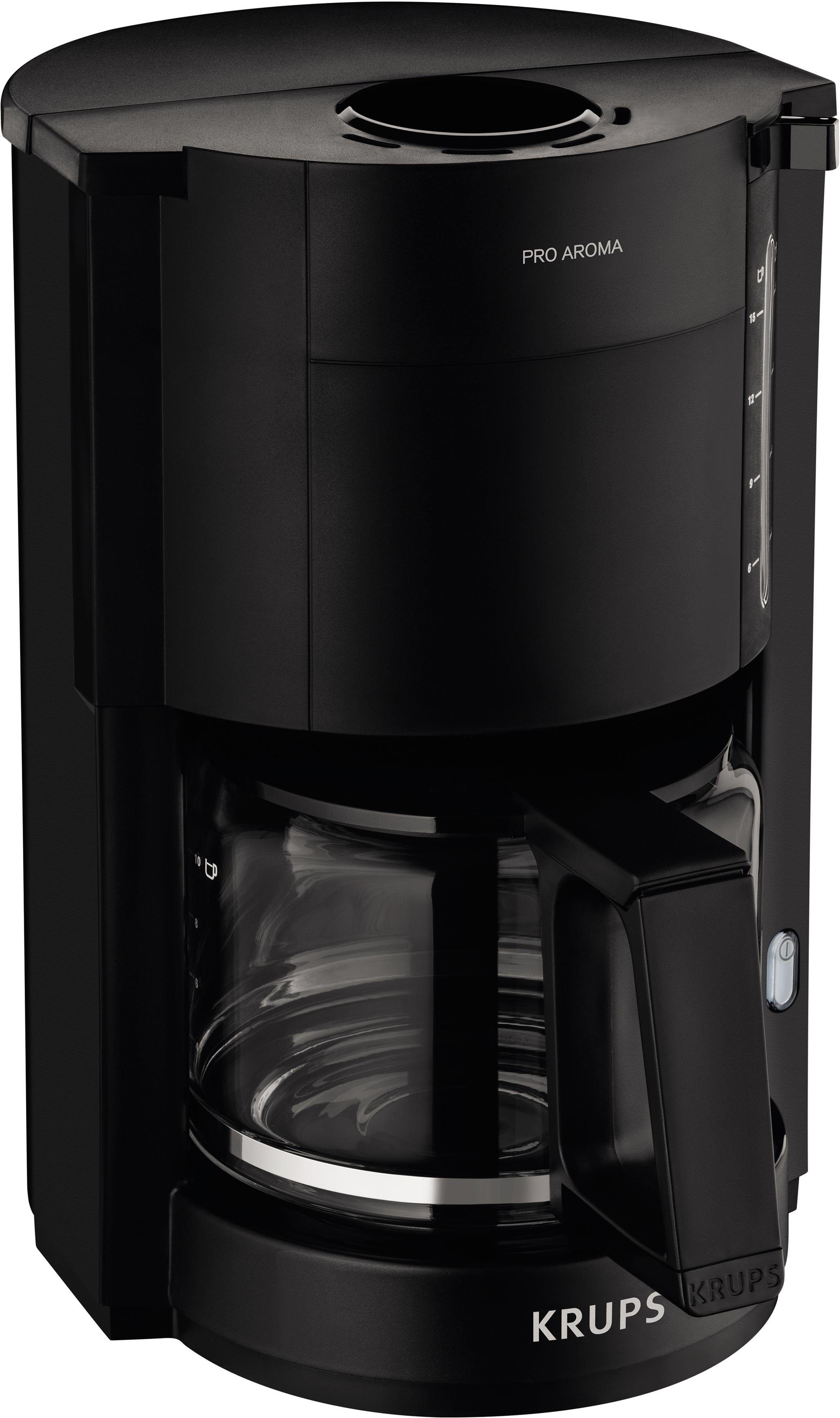 Krups Filterkaffeemaschine F30908 Pro Aroma, mit Glaskanne, 1,25L  Füllmenge, 10-15 Tassen, 1050W, Schwarz online kaufen | OTTO