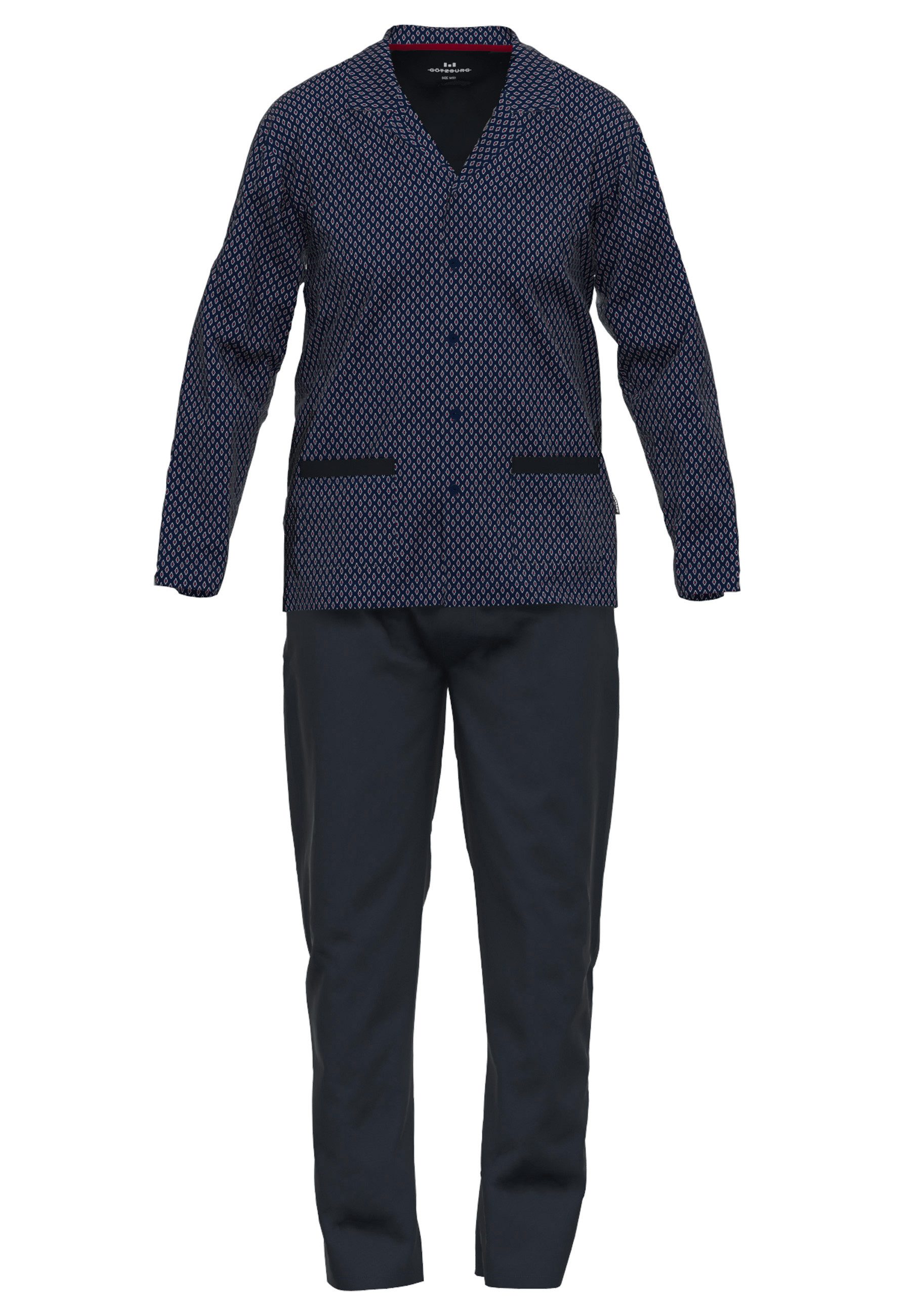 GÖTZBURG Pyjama Manhattan (2 tlg) mit Kragen, Langarm, V-Ausschnitt, lange günstig online kaufen