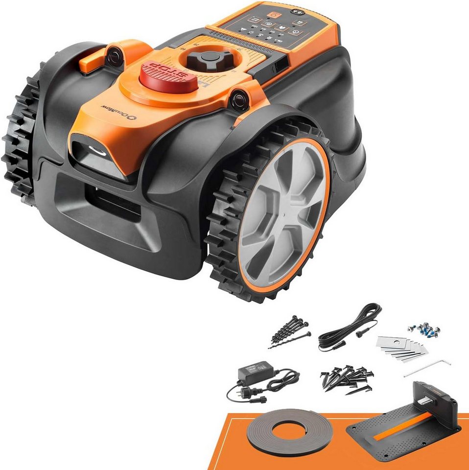 Lawnmaster Rasenmähroboter OcuMow®16 Rasenmäher Roboter Mähroboter ohne Begrenzungskabel, bis 300 m² Rasenfläche, (1-St., Optik-Navigation, Auto-Ladestation, Verbotene-Zone), Smarte Hindernisvermeidung, Smarte Hindernisvermeidung