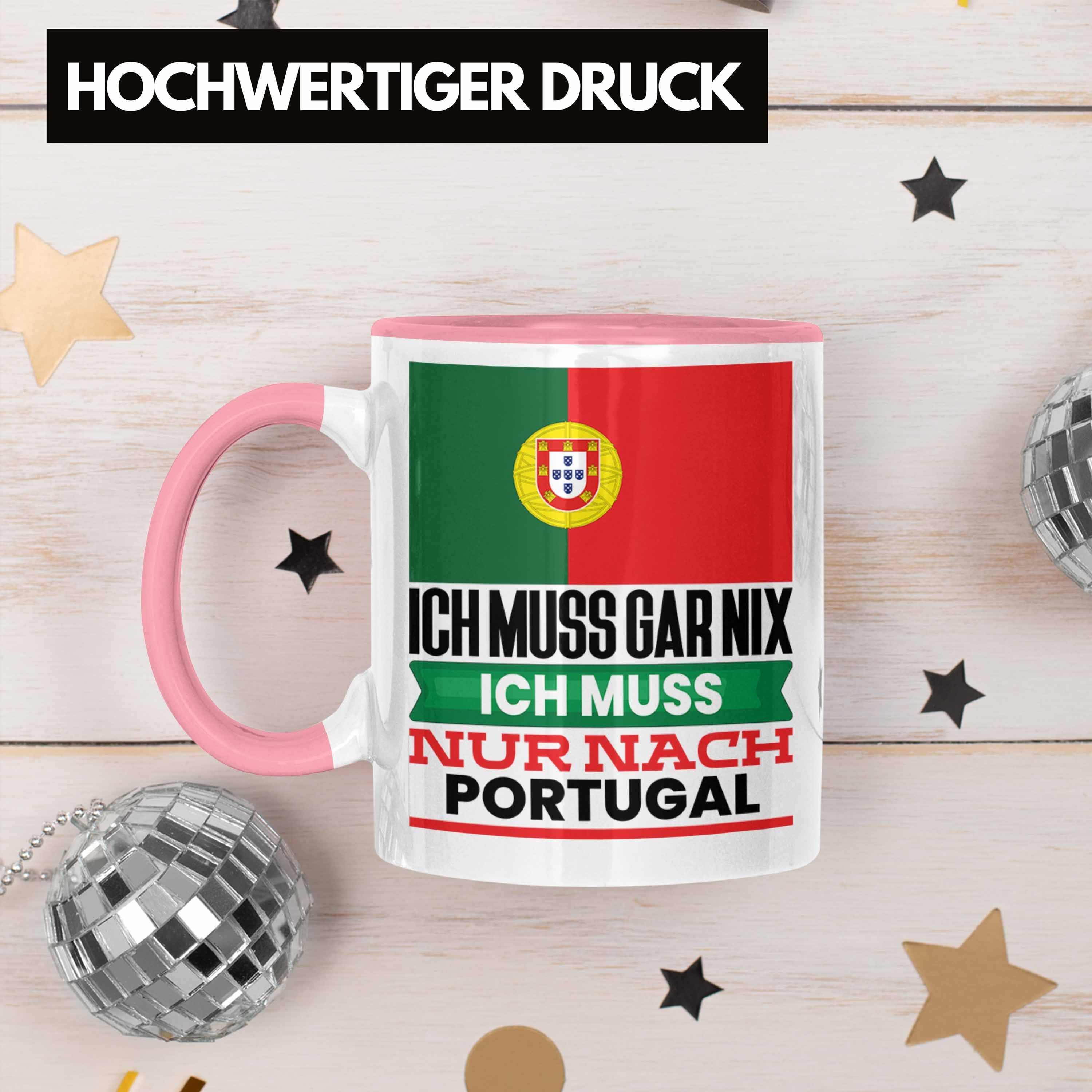 Portugal Geschenkidee Portugiesen Tasse Urlaub Trendation Rosa für Geburtstag Geschenk Tasse