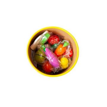 ISO TRADE Motorikbrett Gemüse aus Holz, (Obst Gemüse mit Klett Verbindung, 29-tlg), Küchenspielzeug Schneiden Lebensmittel