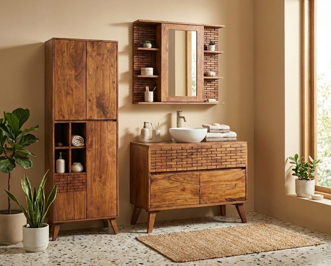 WOLF MÖBEL Wandspiegel BRICK Bad Spiegelschrank mit 6 Ablagen (80 x 15 x 72)