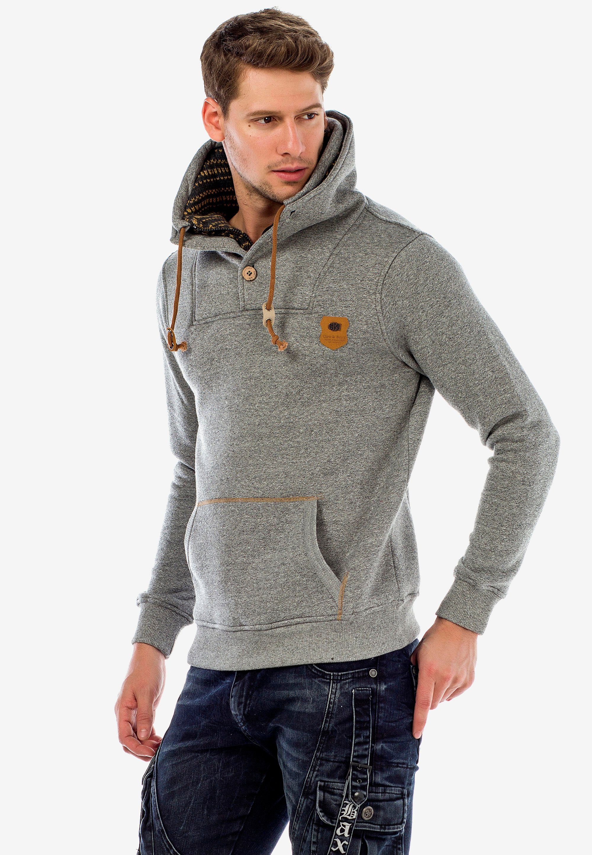 grau Doppelte Kragen mit & Cipo Sweatshirt Baxx