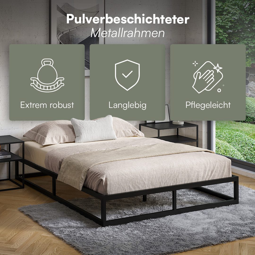 skølm Bettgestell Bragi inkl. Lattenrost (25 cm hoch), Metallbett 140x200 cm, auch verfügbar in 180x200