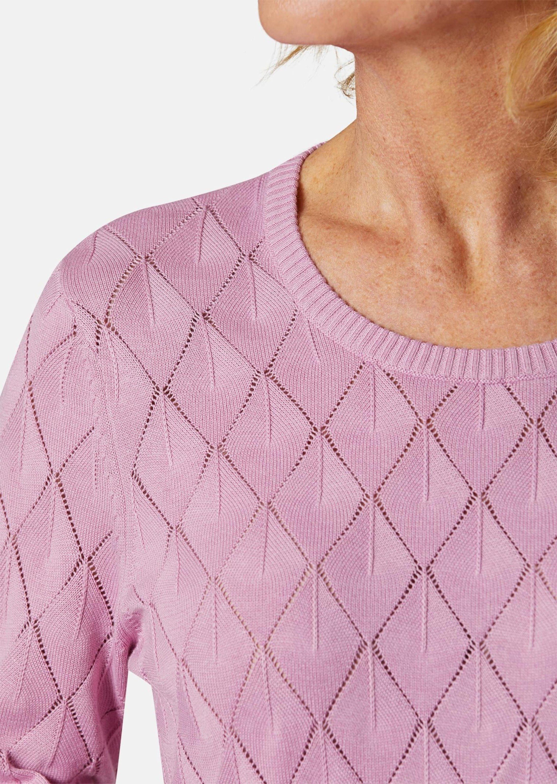 GOLDNER Strickpullover Gepflegter Ajour-Pullover mit Durchbrüchen femininen hellviolett
