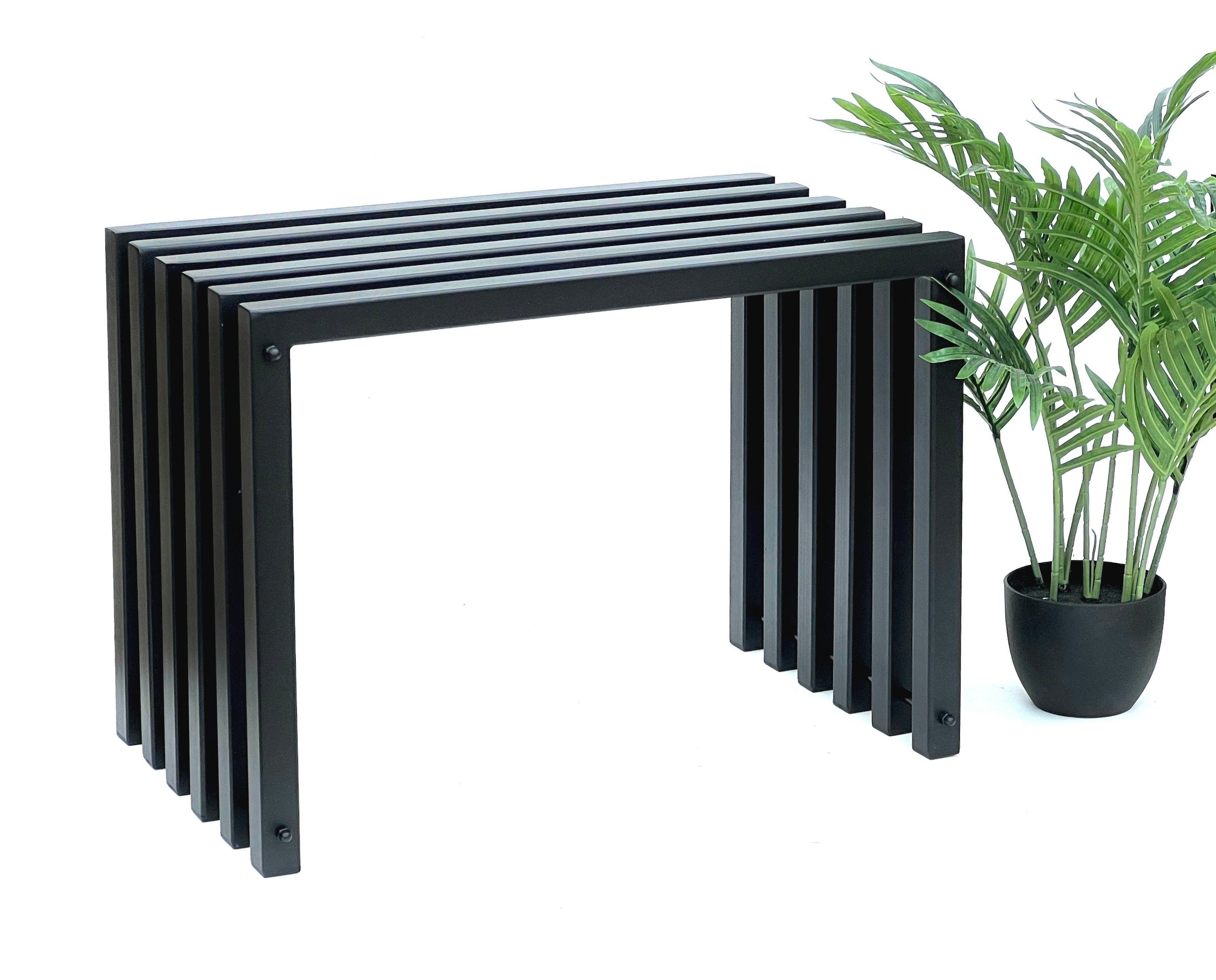 DanDiBo Gartenbank Metall Massiv Wetterfest Schwarz 60-120 cm Sitzbank Ela Parkbank