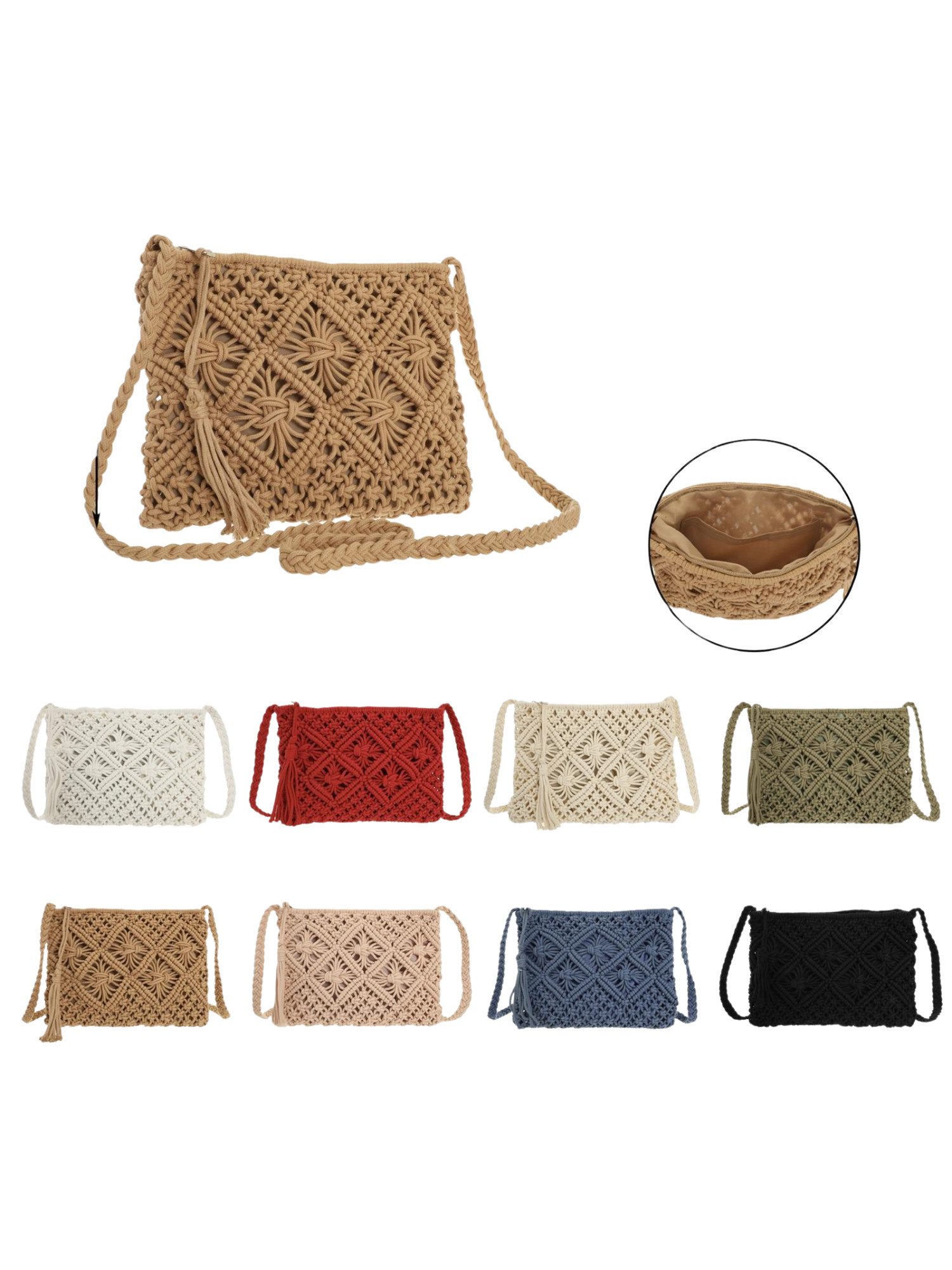 BRISE TASCHE Schultertasche Brise Umhängetasche Damen – Geflochtene Textil Schultertasche, Boho-Stil leicht sommerlich