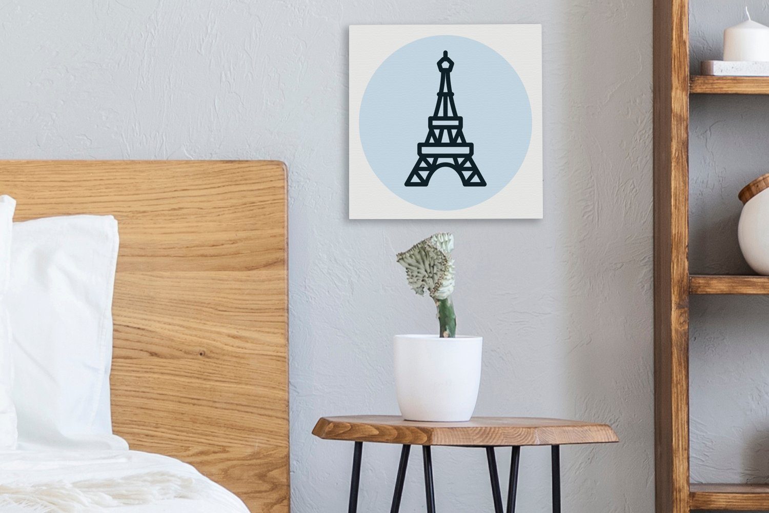 Bilder - (1 Leinwand Leinwandbild St), Schlafzimmer für Eiffelturm OneMillionCanvasses® Paris Blau, - Wohnzimmer