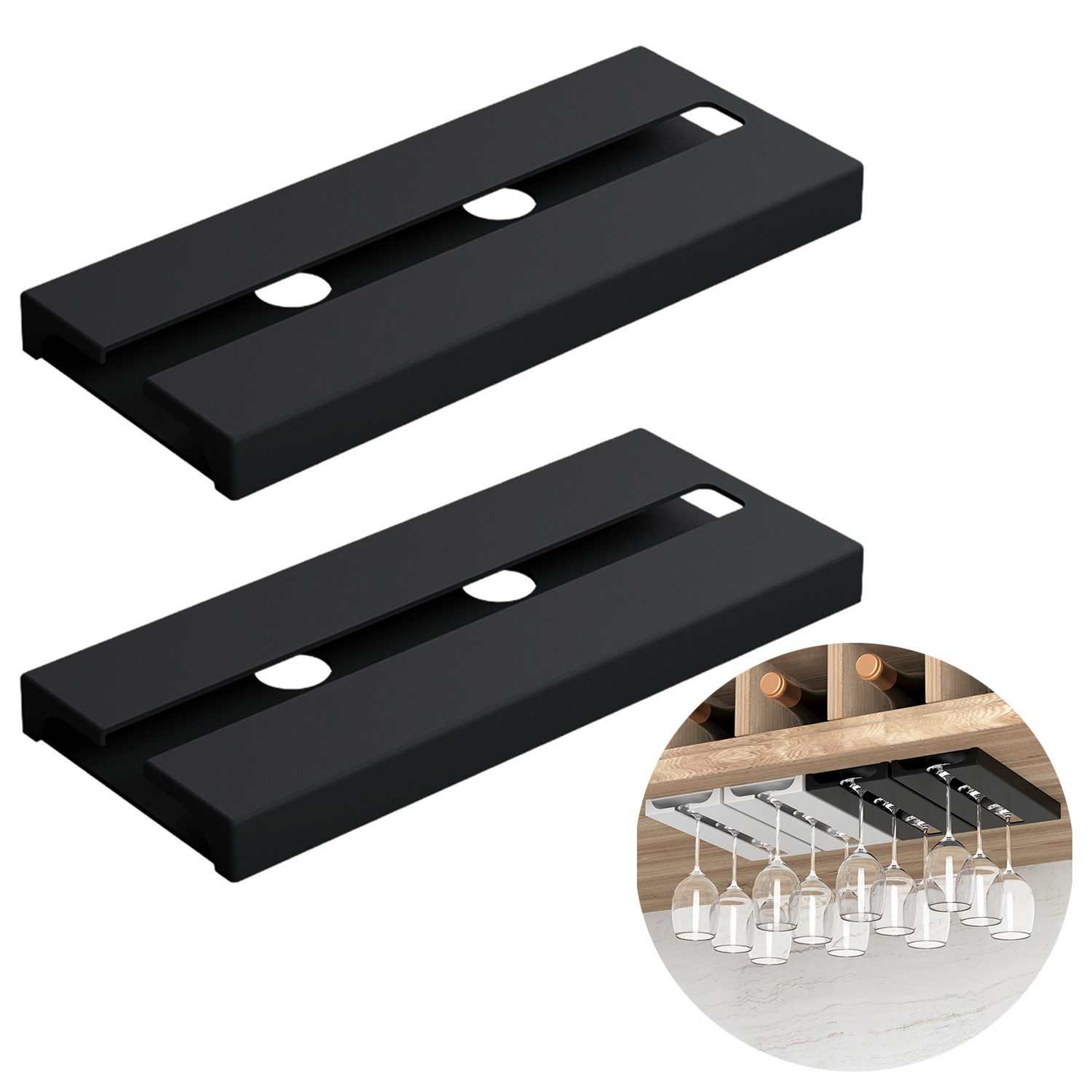 Refttenw Gläserhalter 2Stk Hängend Weinglashalter stanzfrei 25.3x11x2cm für günstig online kaufen