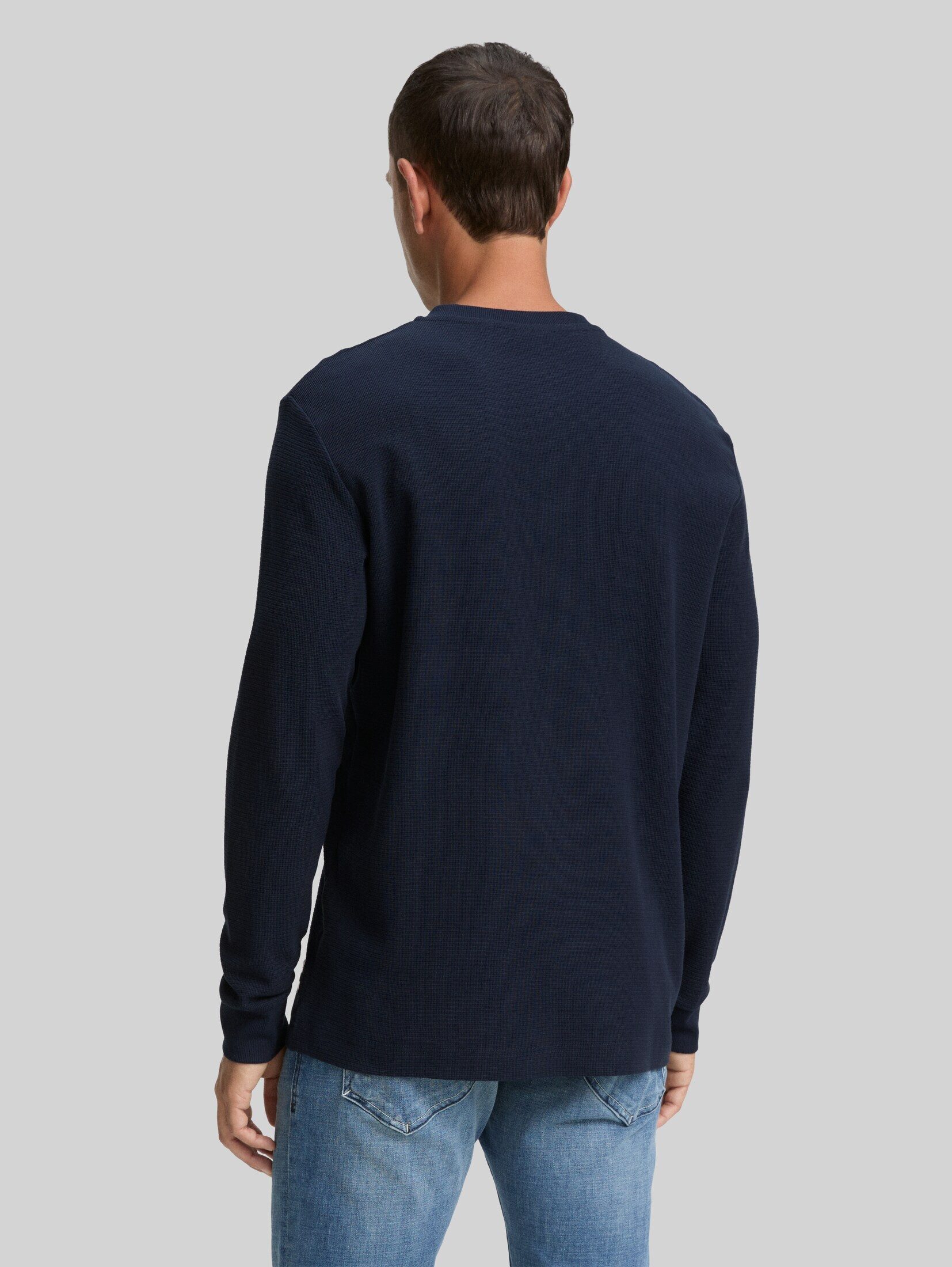 TOM TAILOR Langarmshirt T-Shirt Ripp Henley Langarmshirt mit Brusttasche