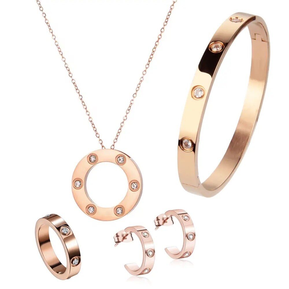 ROUGEMONT Schmuckset Schmuckset Monte Carlo Armreif Ohrringe Halskette Ring, Wasserfest