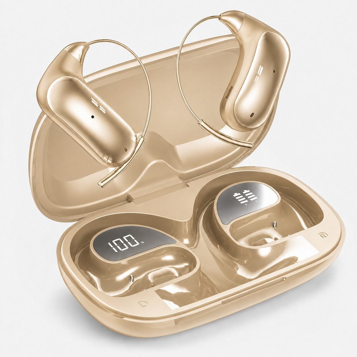 Futicare Bluetooth Kopfhörer Kabellos, Sportkopfhörer mit Ohrbügel, Open-Ear-Kopfhörer (Bluetooth 6.0, 46 Std., 2 Mikrofone, IPX5, Memory-Draht-Ohrbügel für Brillenträger)