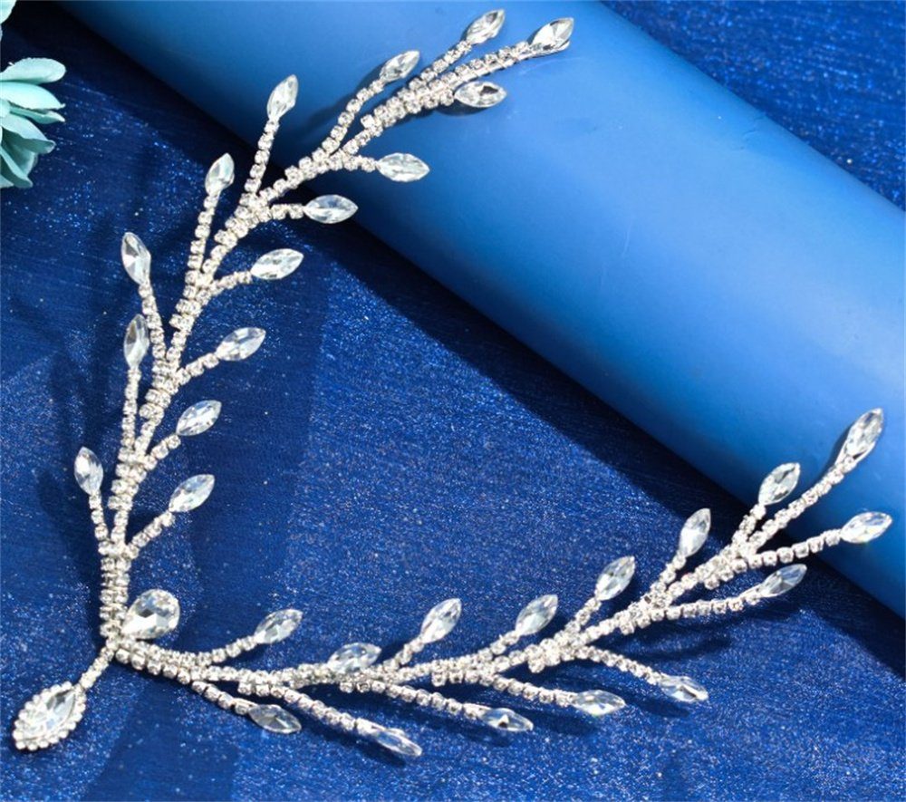 Diadem für das GLAMO Brautkleid Silber Strass-Kopfketten, Accessoires Braut-Kopfschmuck,