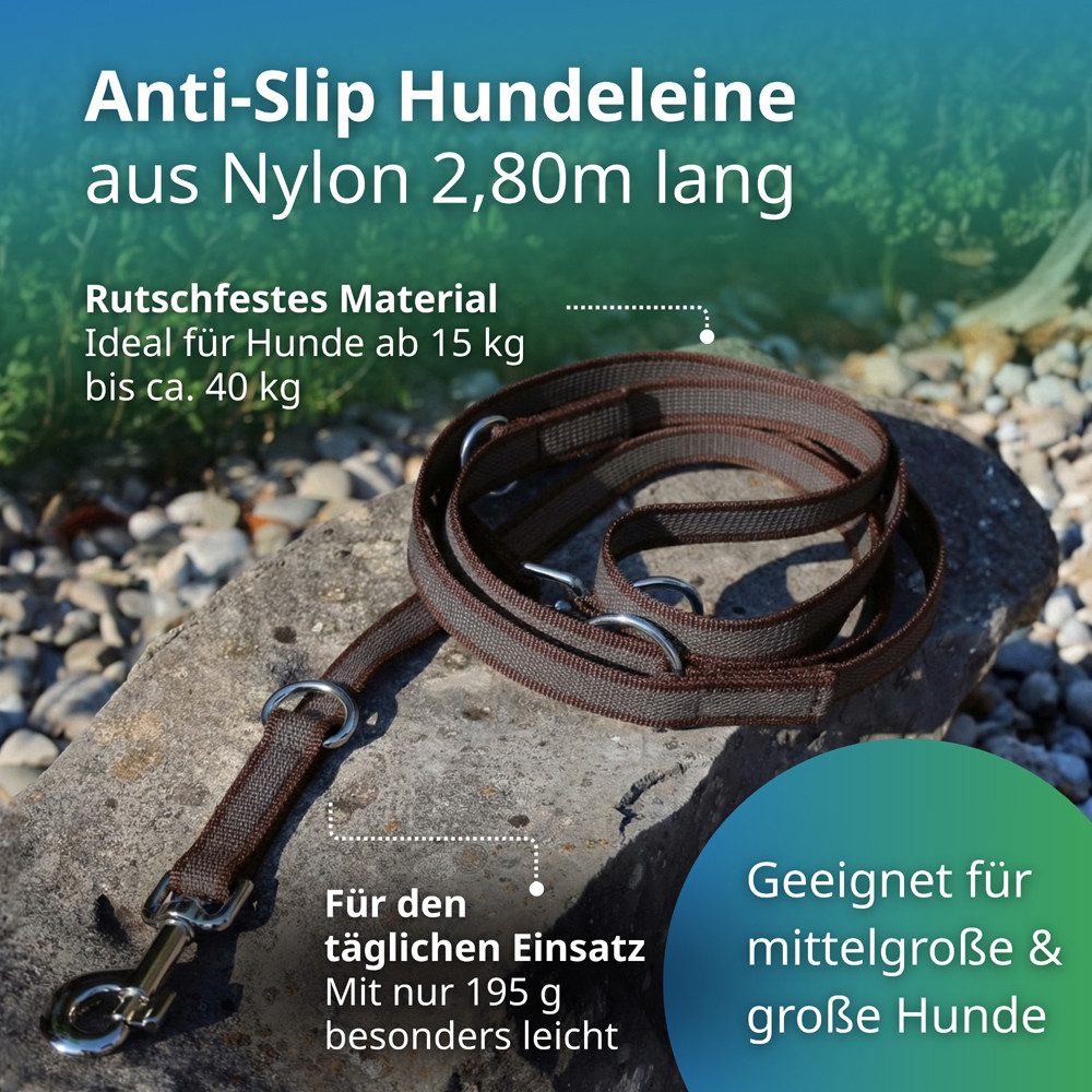 Activity4Dogs Hundeleine für große Hunde, Anti-Slip, 3 m lang, 4-fach verstellbar, TESTSIEGER, rutschfest, Nylon, sehr gut bei Regenwetter, Made in Germany