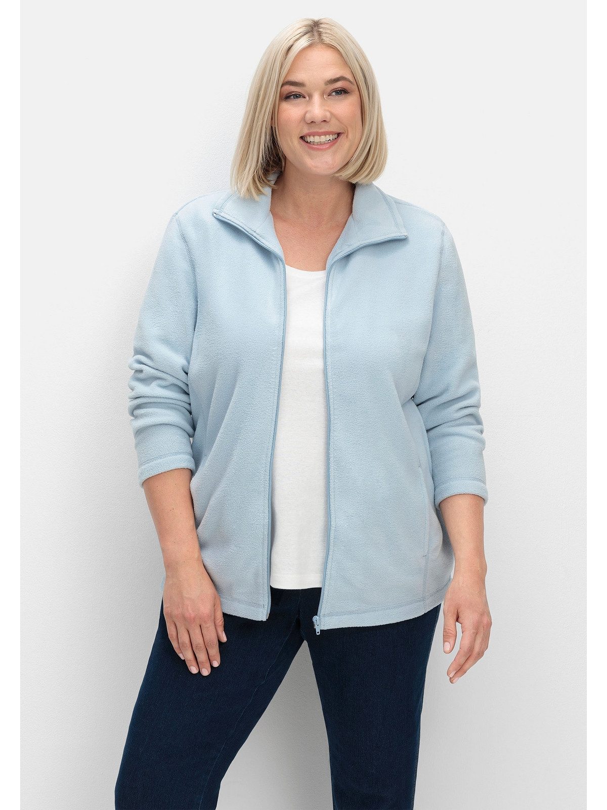 Sheego Strickjacke Große Größen mit Reißverschluss