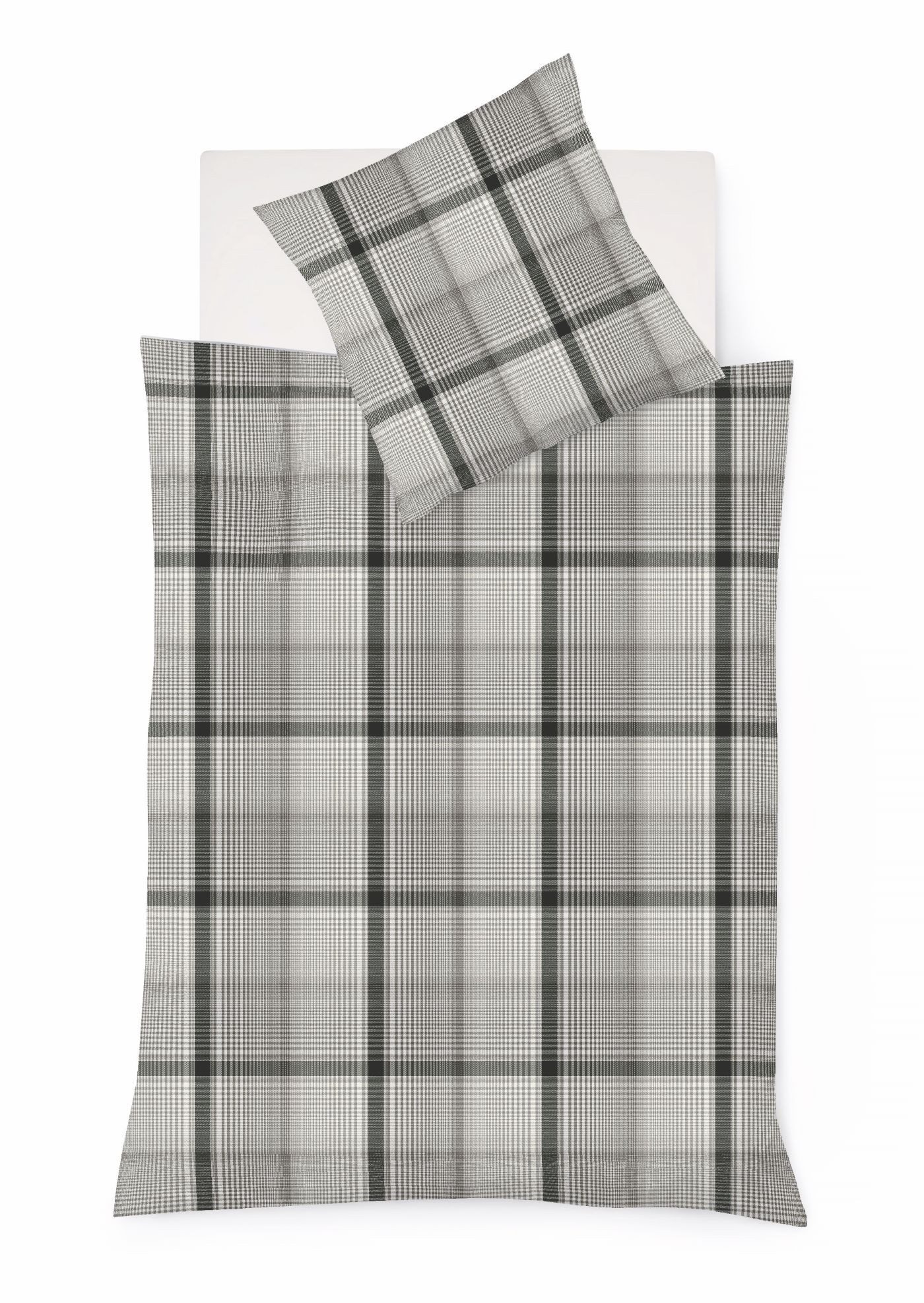 fleuresse Bettwäsche Fleuresse Lech Edelflanell Bettwäsche 135x200 Karo grau platin silber, Edelflanell, 2 teilig