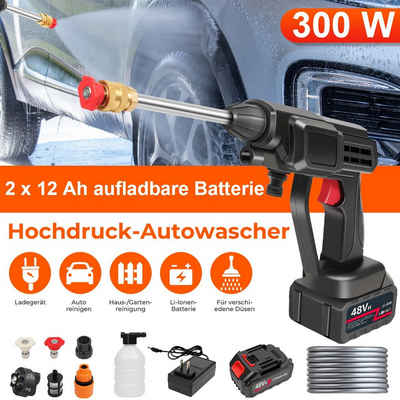 LifeImpree Hochdruckreiniger Akku Tragbarer Hochdruckreiniger 48V, 360° Verstellbare Düse 6-in-1, Druck max: 35 bar, Fördermenge max: 300 l/h, Pressure Washer Ideal für Autowäsche, Fenster- und Bodenreinigung