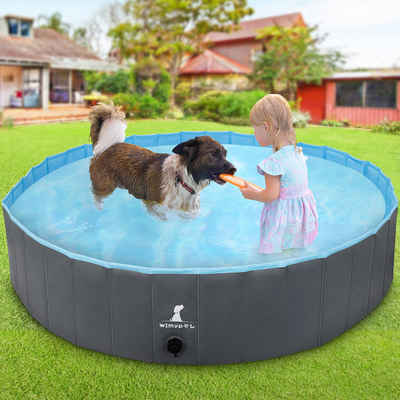 WILBEST Hundepool Hundpools Für Hunde Große & Kleine, Hund Planschbecken, (für Hunde und Katzen, Faltbare Haustierpool mit Tragbar & Eco-Friendly PVC), Geeignet für Indoor-Gartenstrand 120cmx30cm