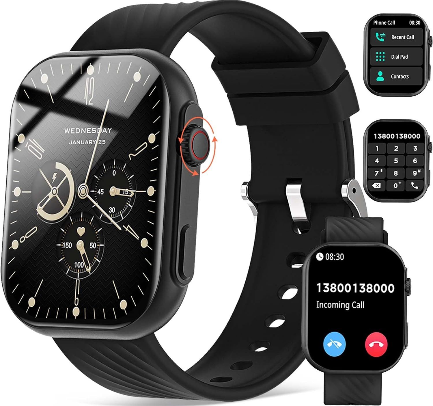 AVUMDA ZL80-B Smartwatch (5,1 cm, android ios), Herren Smartwatch mit 2.01 Zoll Display Telefonfunktion