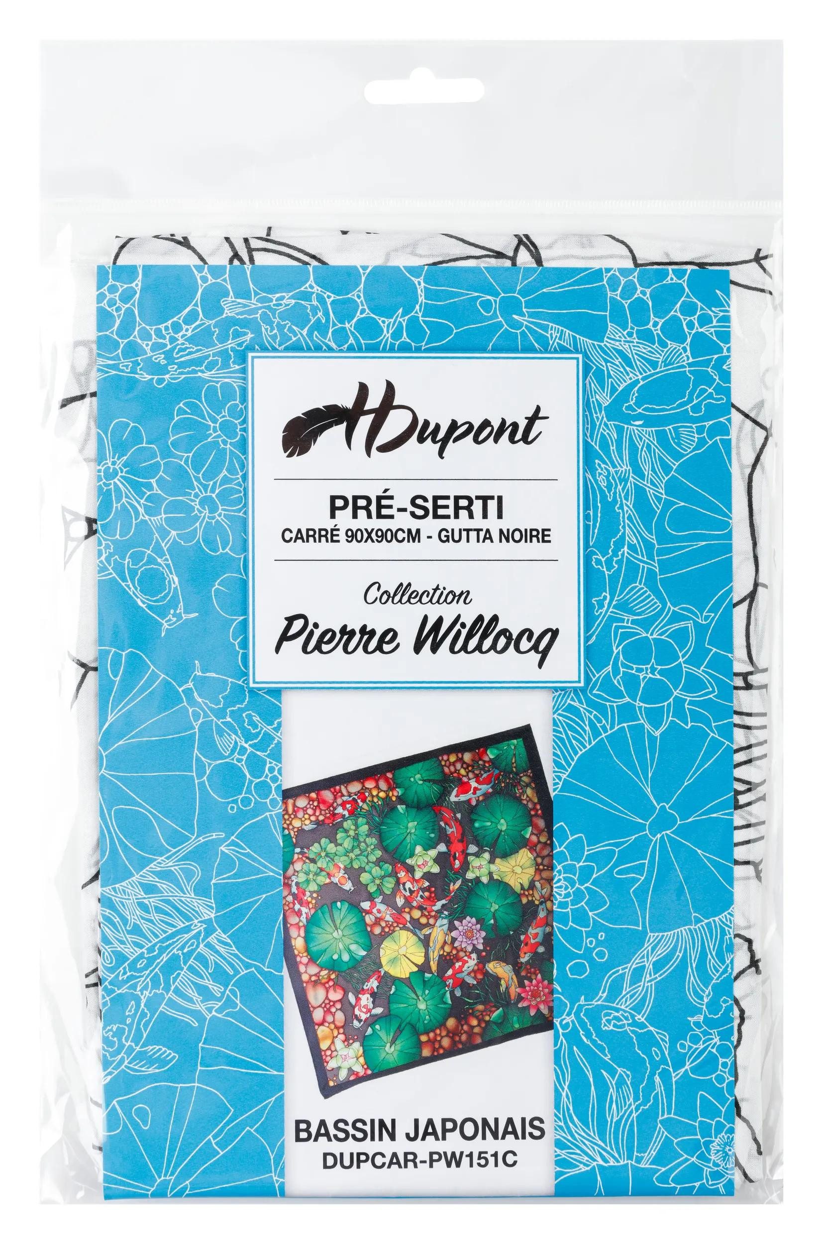 HDupont Seidentuch 3x Seidentuch 100% Seide 90x90cm, Japanischer Teich Weiß DUPCARPW151C, H DUPONT