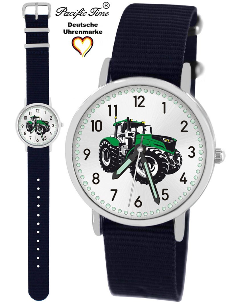 Pacific Time Quarzuhr Kinder Armbanduhr Traktor grün Wechselarmband, Mix und Match Design - Gratis Versand blau
