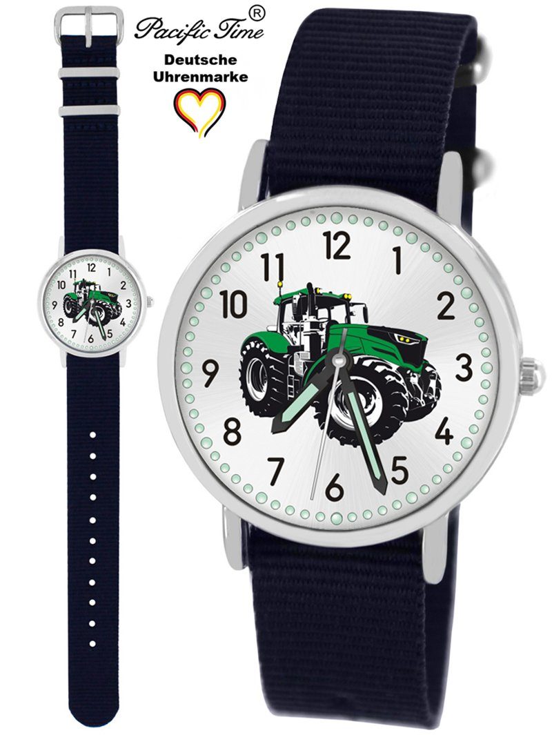 Pacific Time Quarzuhr Kinder Armbanduhr Traktor grün Wechselarmband, Mix und Match Design - Gratis Versand