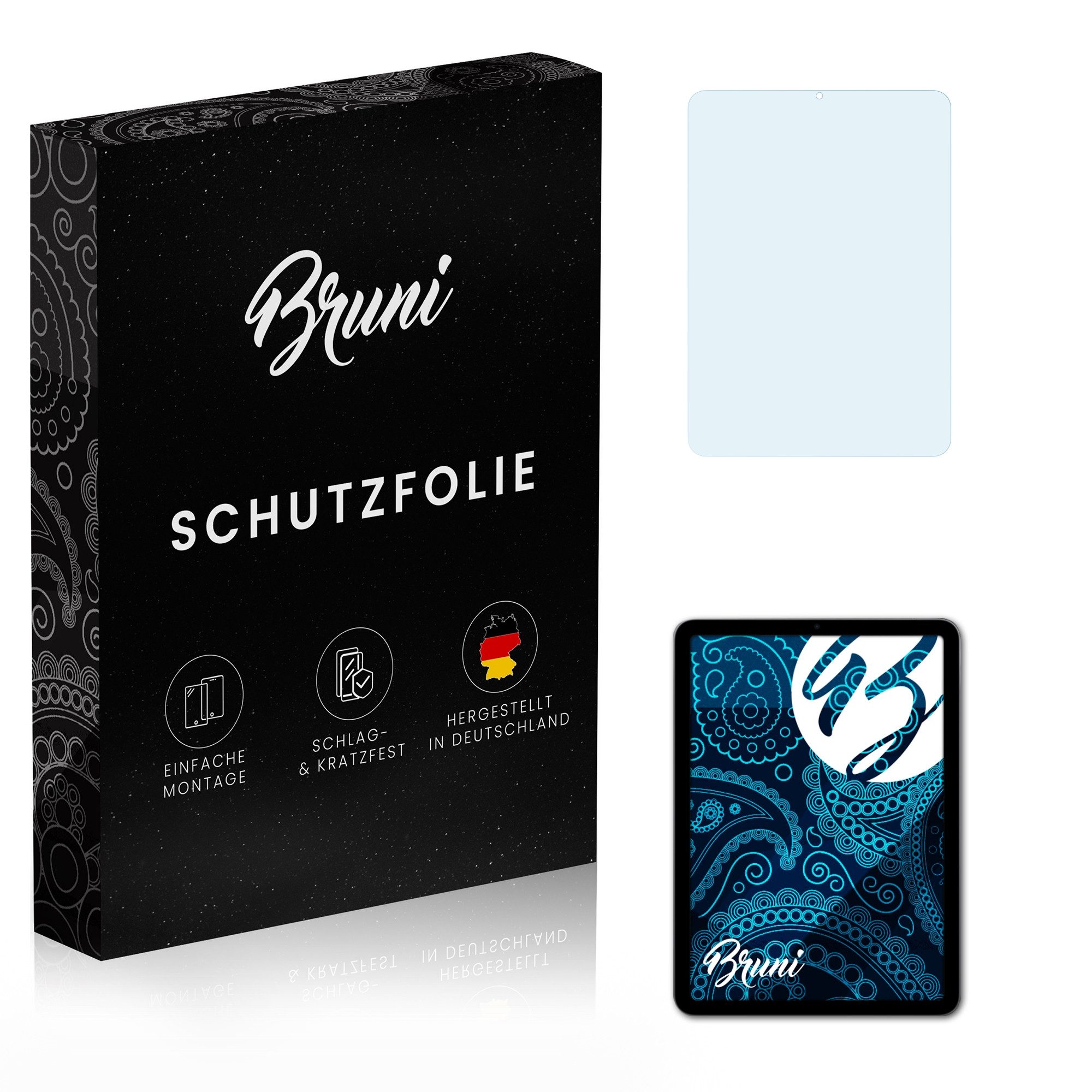 Bruni Schutzfolie Glasklare Displayschutzfolie für iPad Air 2022, (2 Folien), praktisch unsichtbar