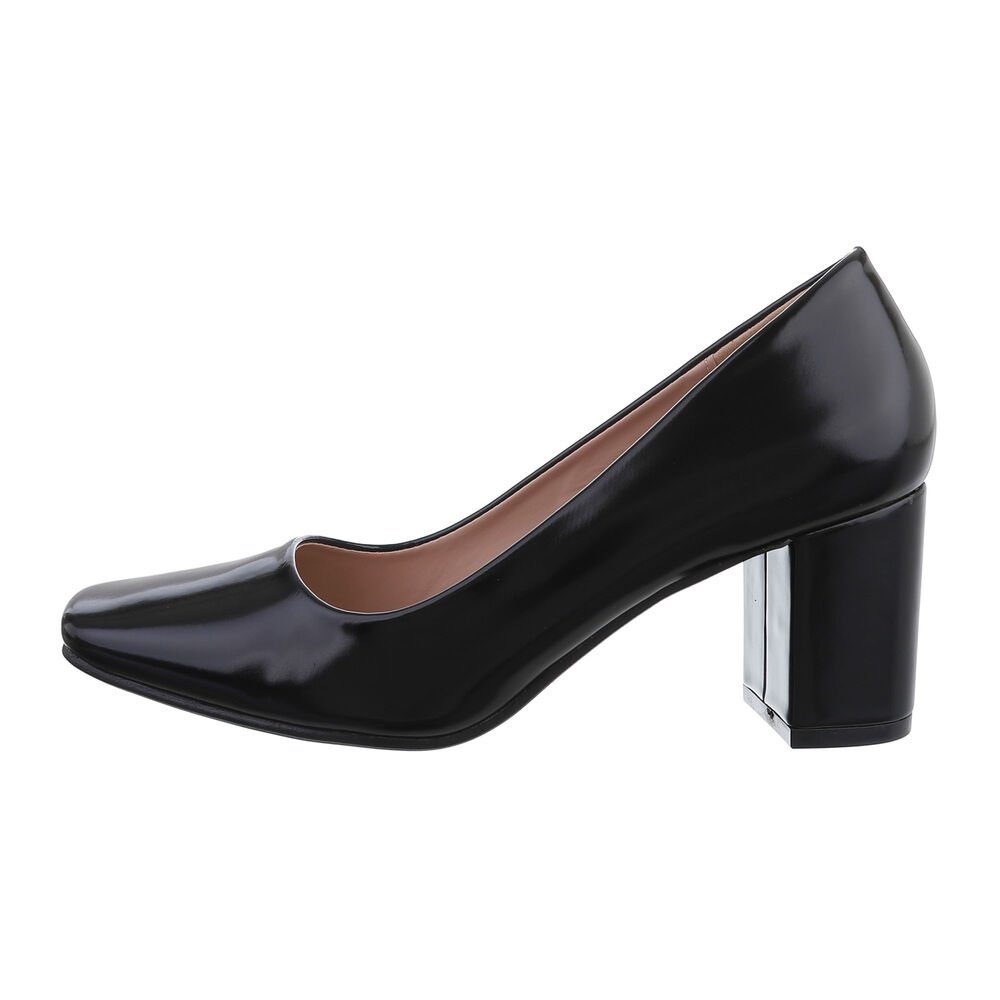 Ital-Design Damen Elegant Pumps Blockabsatz Klassische Pumps in Schwarz