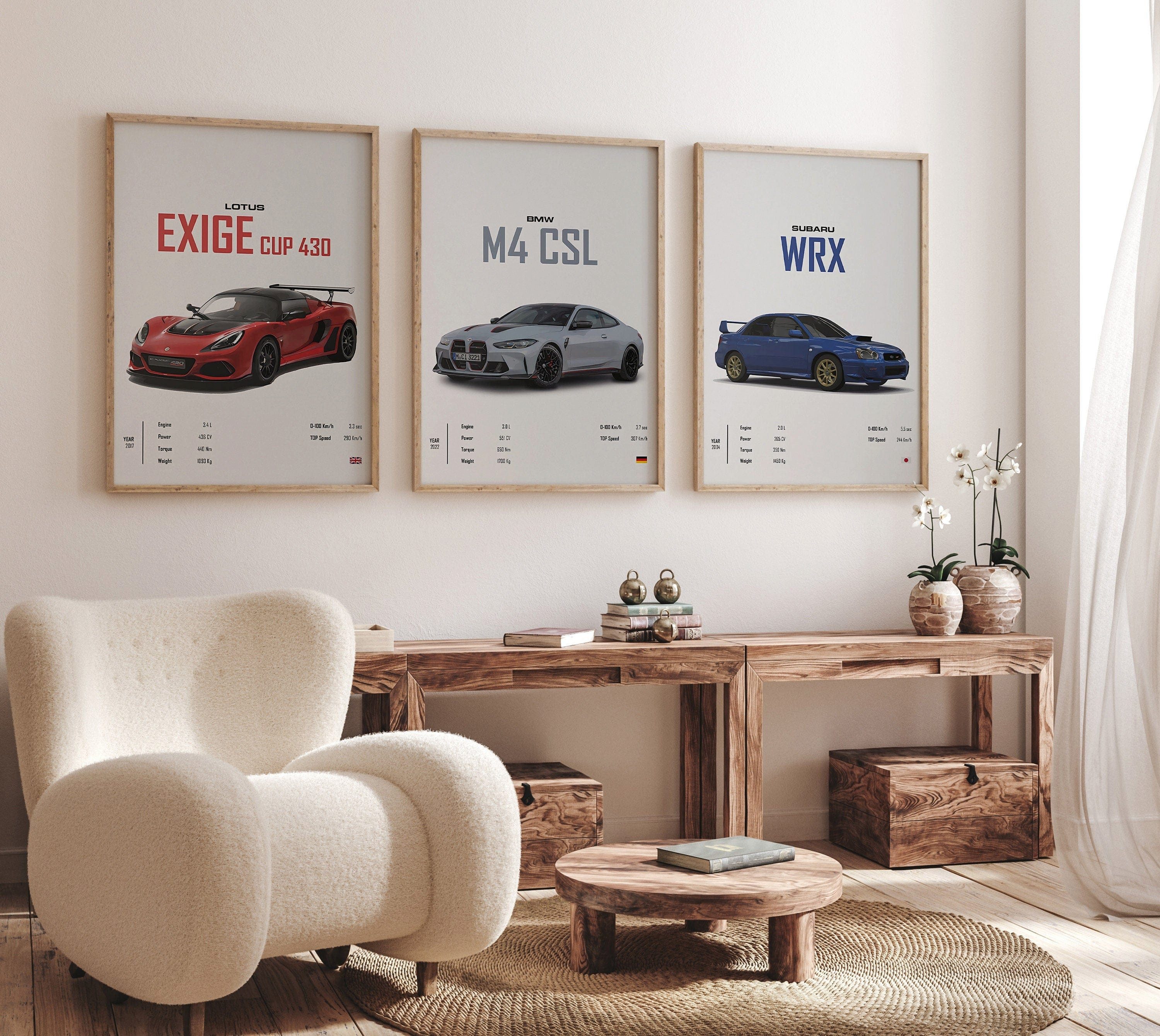 JUSTGOODMOOD Poster Sportwagen BMW LOTUS SUBARU Klassiker Legenden Geschenk für ihn Wohnzi, BMW M4 CSL (1 St)