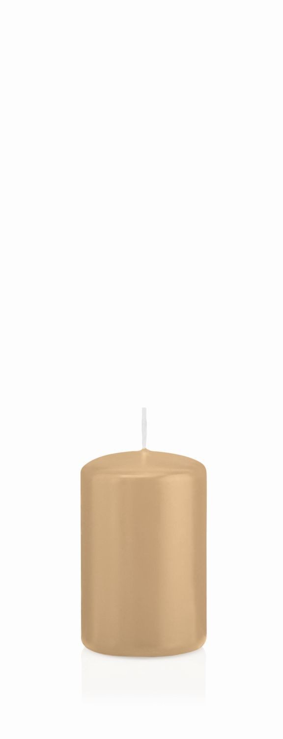 INNA-Glas Stumpenkerze MAEVA, hellbraun, 8 cm, Ø5 cm, 18h - Made in Germany