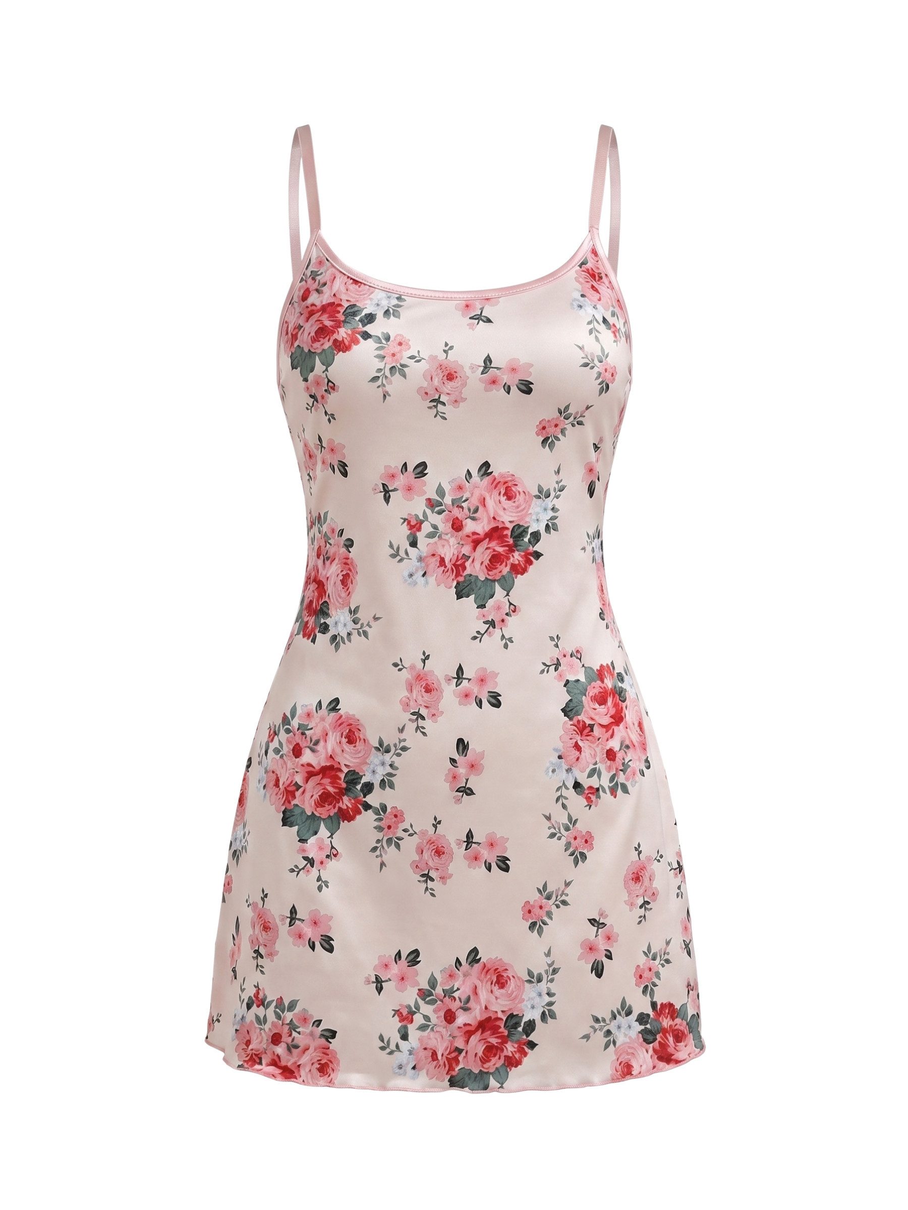 Nachthemd Schlafanzug-Kleid mit Blumenmuster – figurbetonte Nachtwäsche