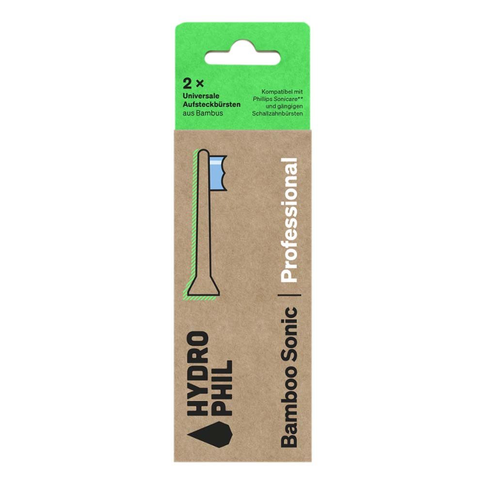 Hydrophil Zahnbürste Bamboo Sonic Professional - Aufsteckbürsten mittel 2Stk.