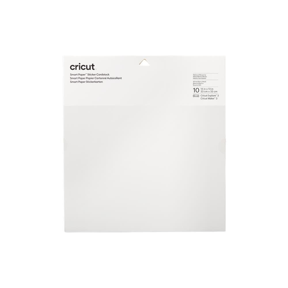 Cricut Bastelkartonpapier Smart Paper Farbkarton für Aufkleber, weiß, 10 Stück, klebende Rückseite, zum Aufbügeln, basteln, gestalten, dekorieren