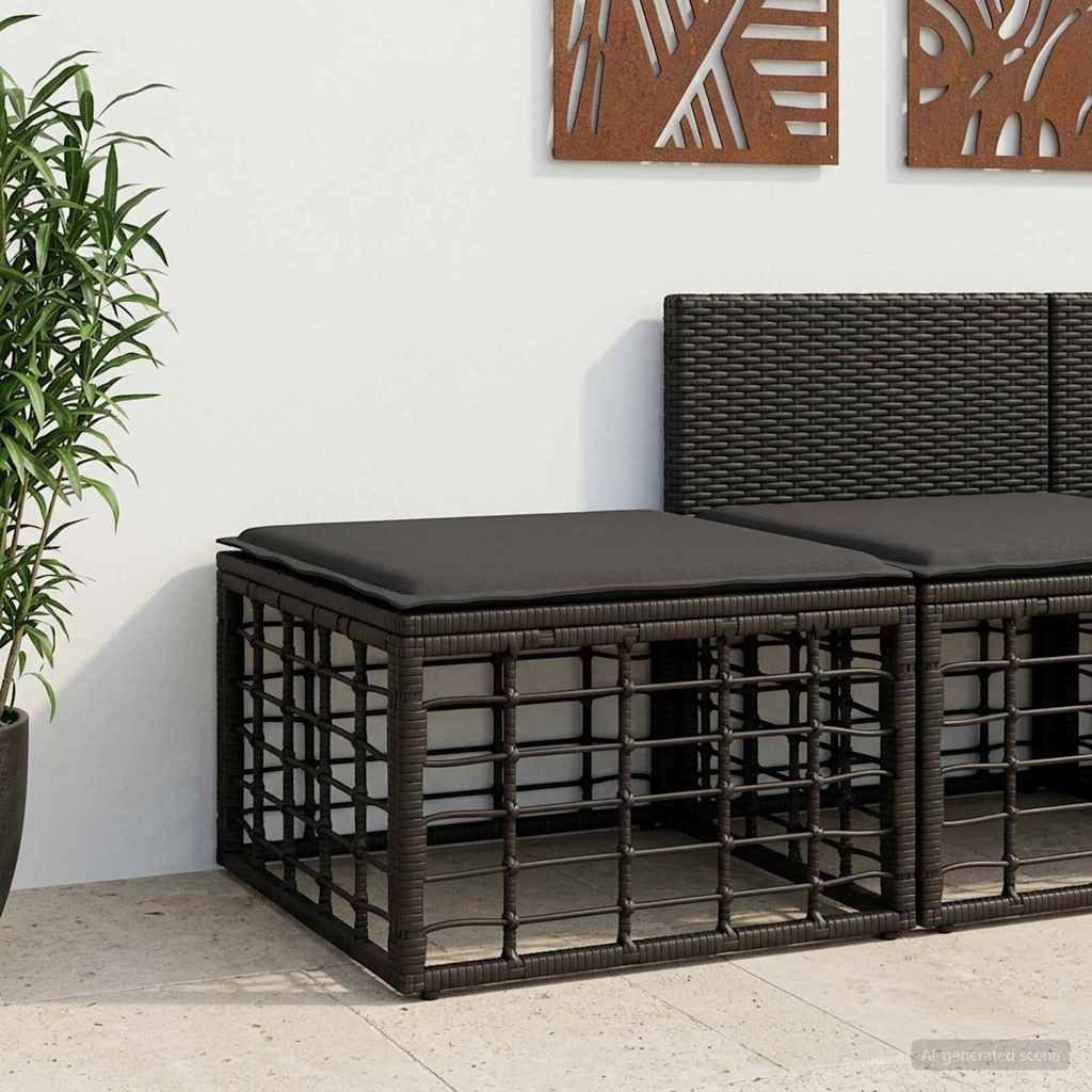 vidaXL Loungesofa Garten-Fußhocker Schwarz Poly-Rattan, 1 Teile
