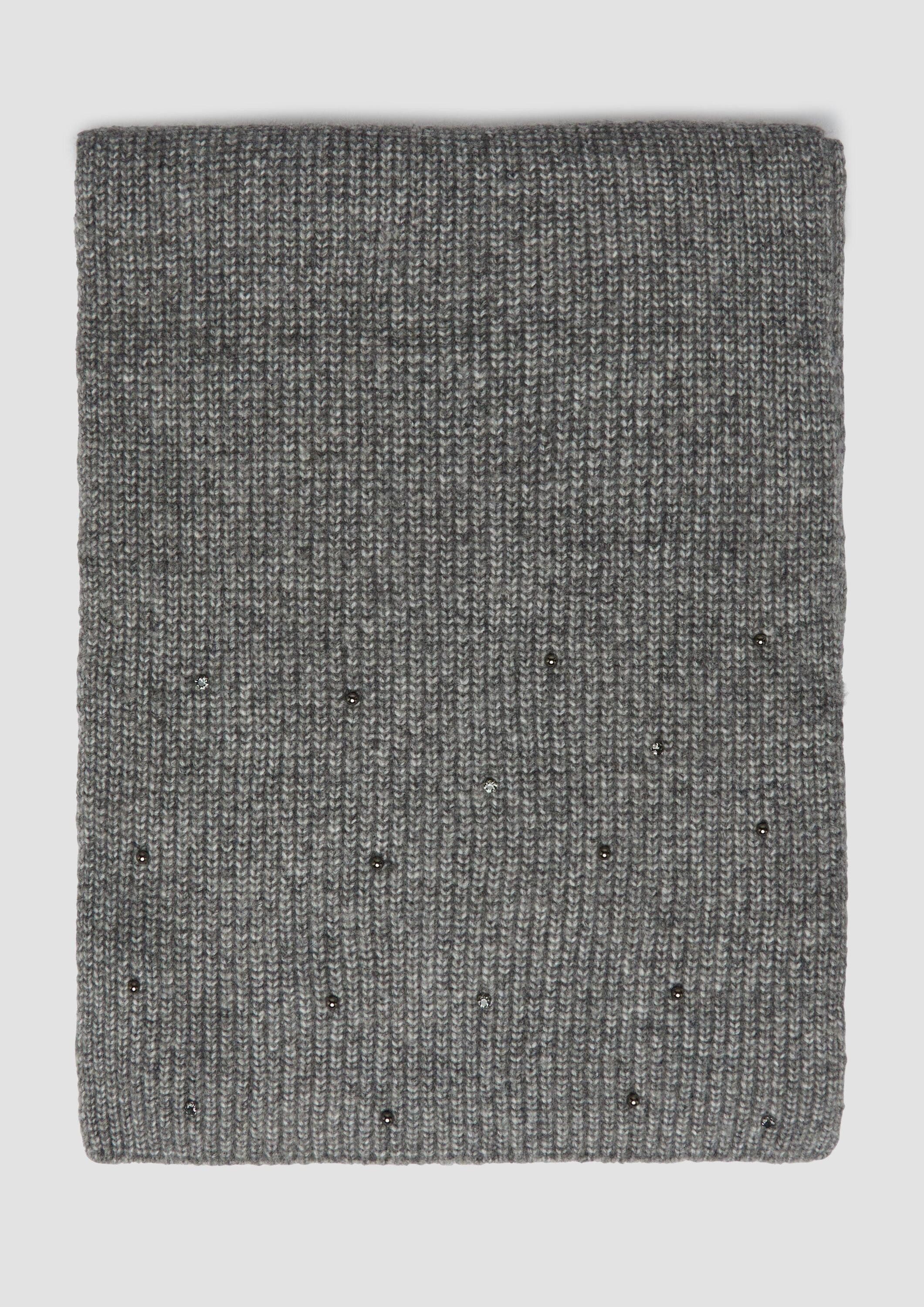 s.Oliver Schal Tuch, Breiter Strickschal mit Schmuckperlen-Details