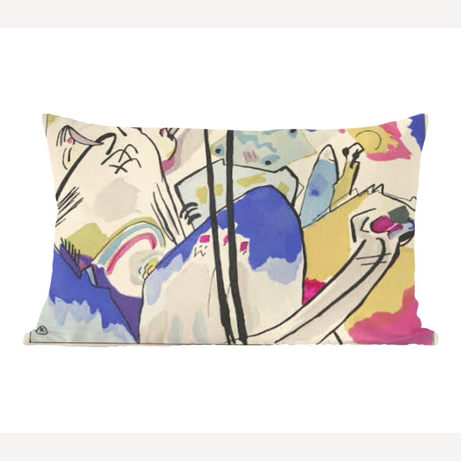 MuchoWow Dekokissen Komposition 4 - Gemälde von Wassily Kandinsky, Wohzimmer Dekoration, Zierkissen, Dekokissen mit Füllung, Schlafzimmer