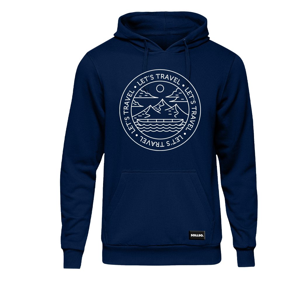 Sollso. Kapuzensweatshirt SOLLSO. Premium Hoodie "Let’s Travel", blau