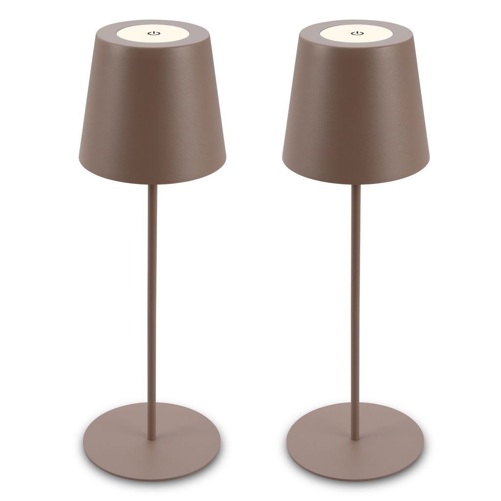 Briloner Leuchten Tischleuchte 7808022B, LED wechselbar, 2700K - Extra-Warmweiß, 2er Set LED kabellos 36x10,5 cm Umbrasand Wohnzimmer