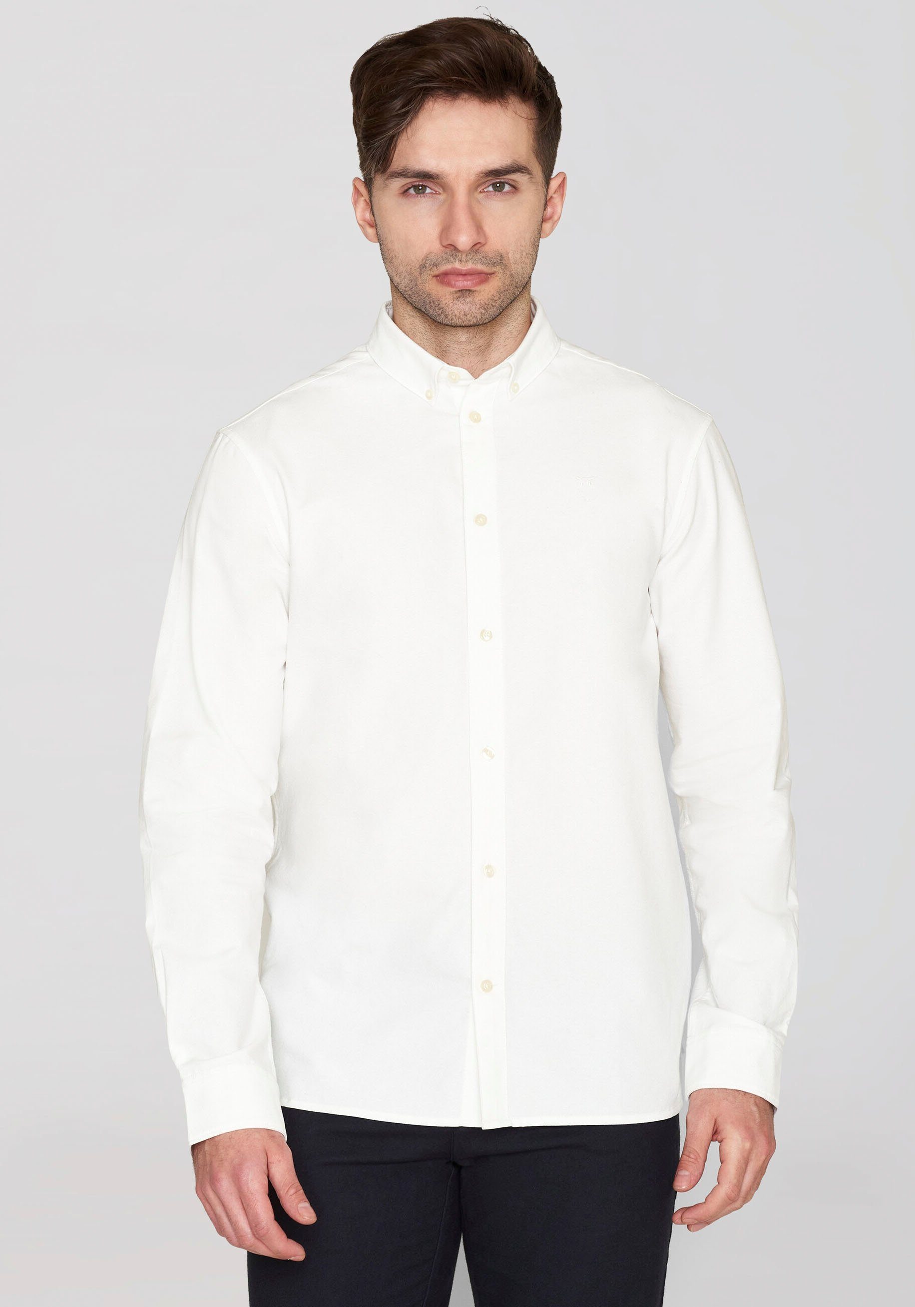 KnowledgeCotton Apparel Langarmhemd HARALD mit Button-Down-Kragen