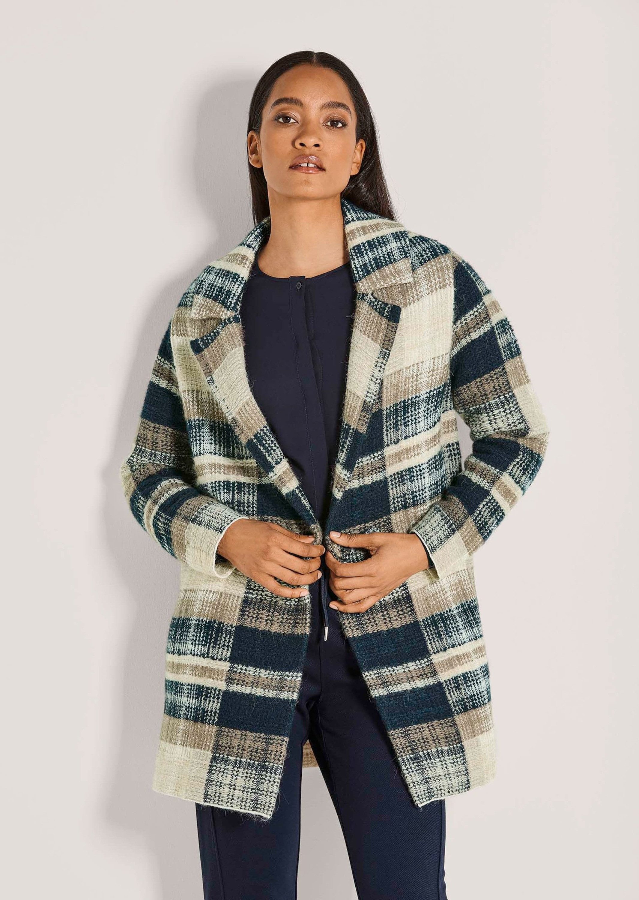 MADELEINE Strickjacke Dünner Mantel aus italienischem Garn Karo-Mantel mit günstig online kaufen