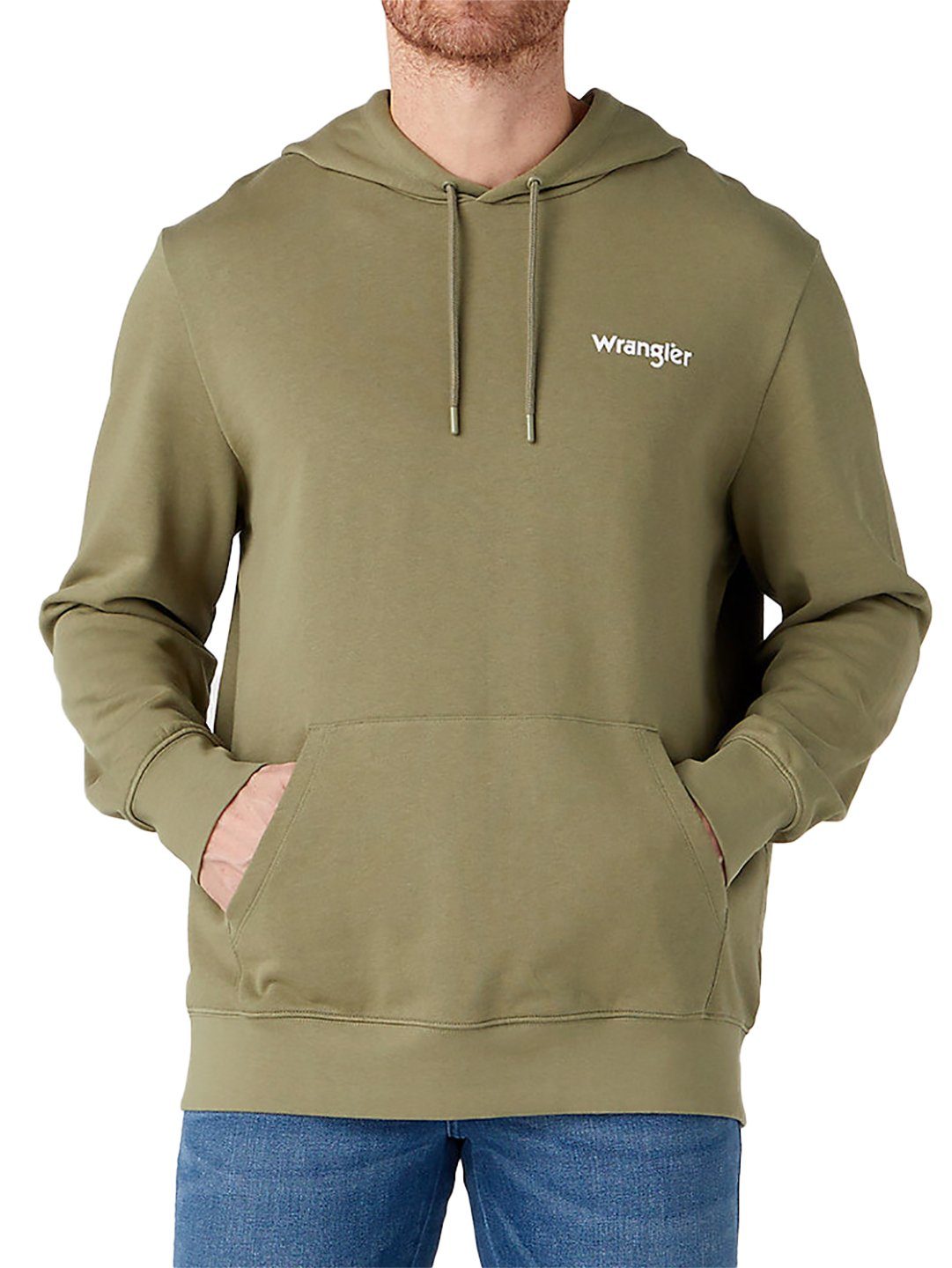 Regular Deep Fit Green Hoodie Lichen Kapuzensweatshirt - Wrangler Logo